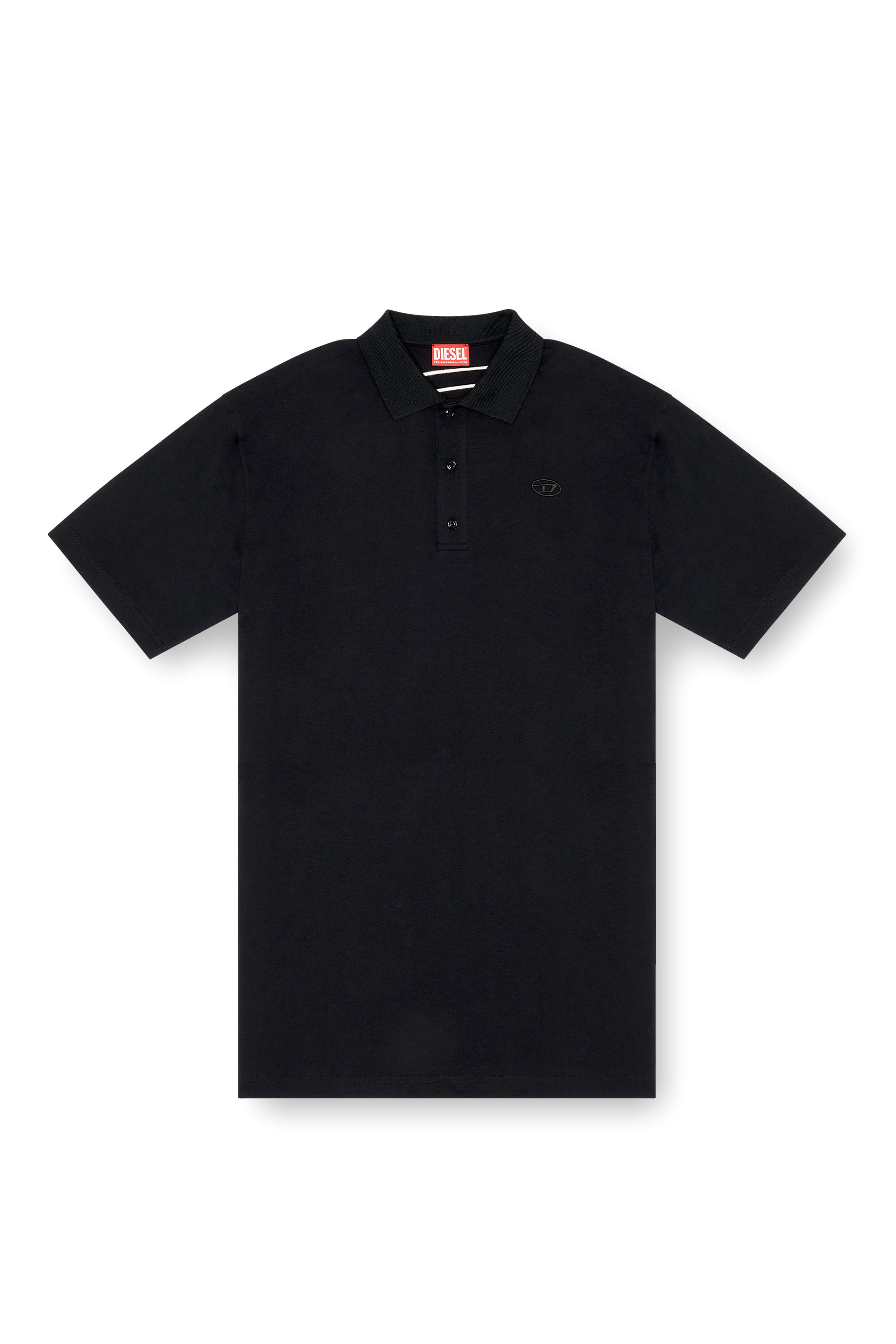 Diesel - T-VORT-MEGOVAL-D, Polo con maxi-ricamo oval D Uomo in Nero - 3