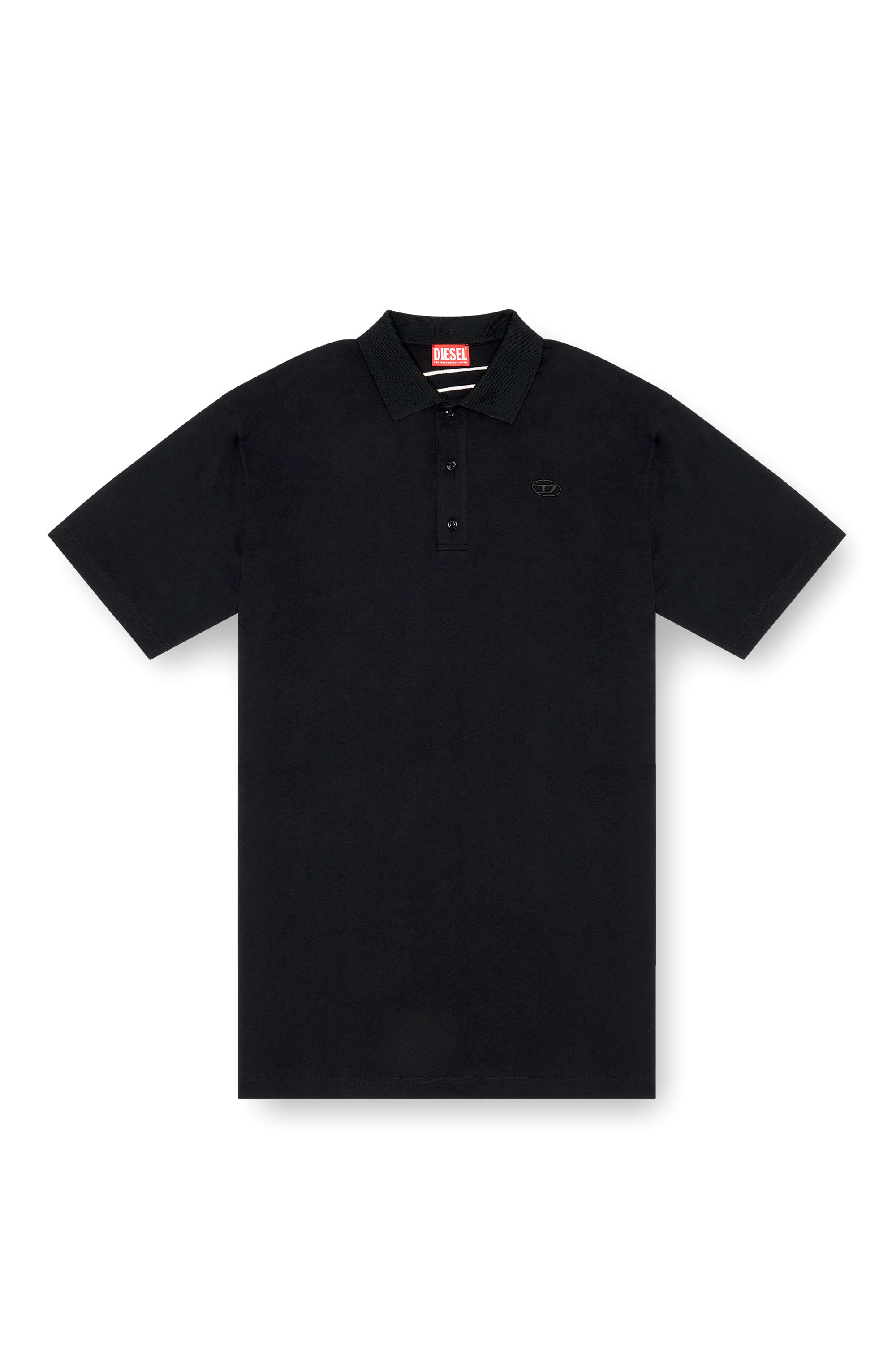 Diesel - T-VORT-MEGOVAL-D, Polo con maxi-ricamo oval D Uomo in Nero - 2