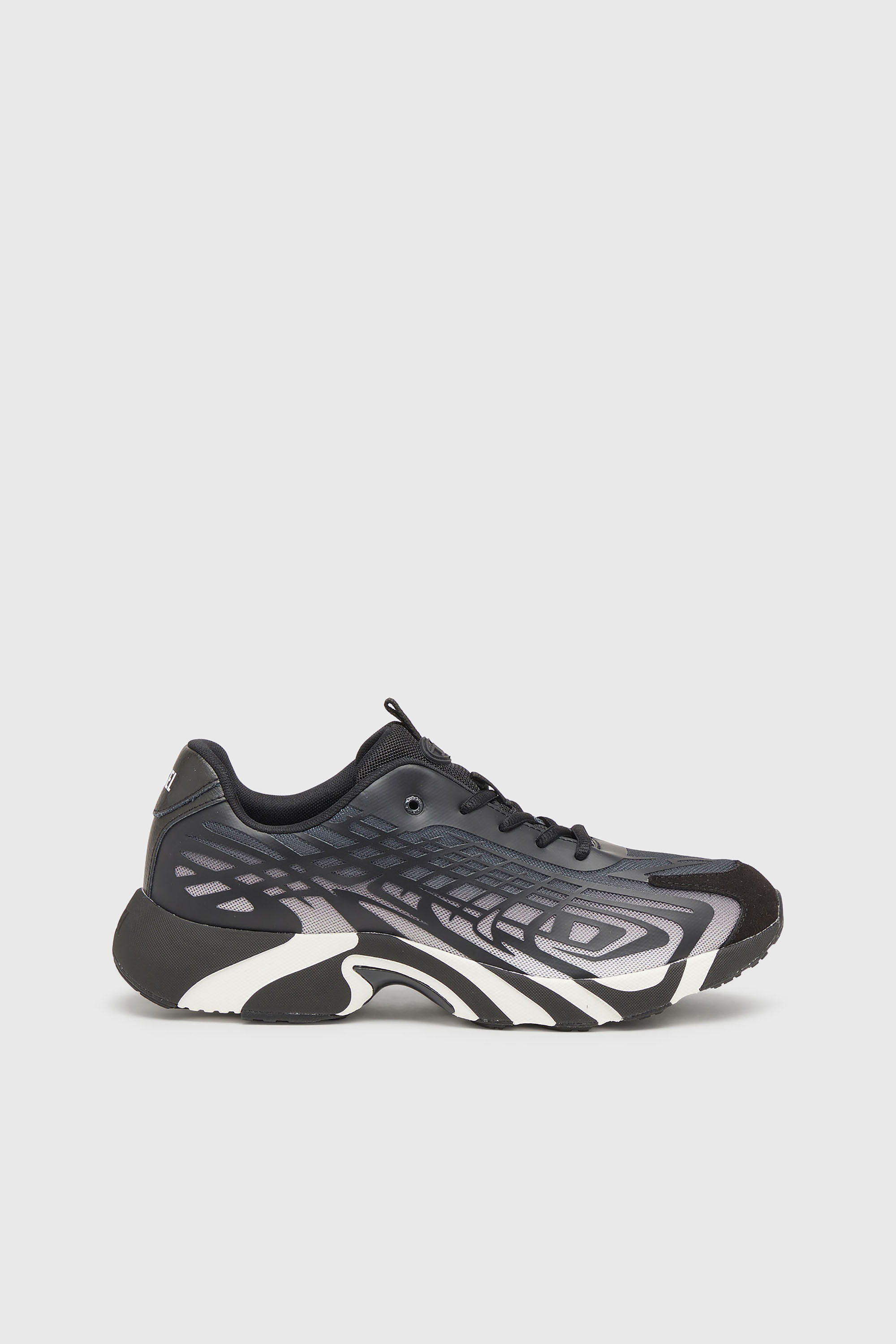 Diesel - S-D-VIT'S 500 LOW, S-D-Vit-Sneaker in mesh d&eacute;grad&eacute; a righe Uomo in Nero - 1