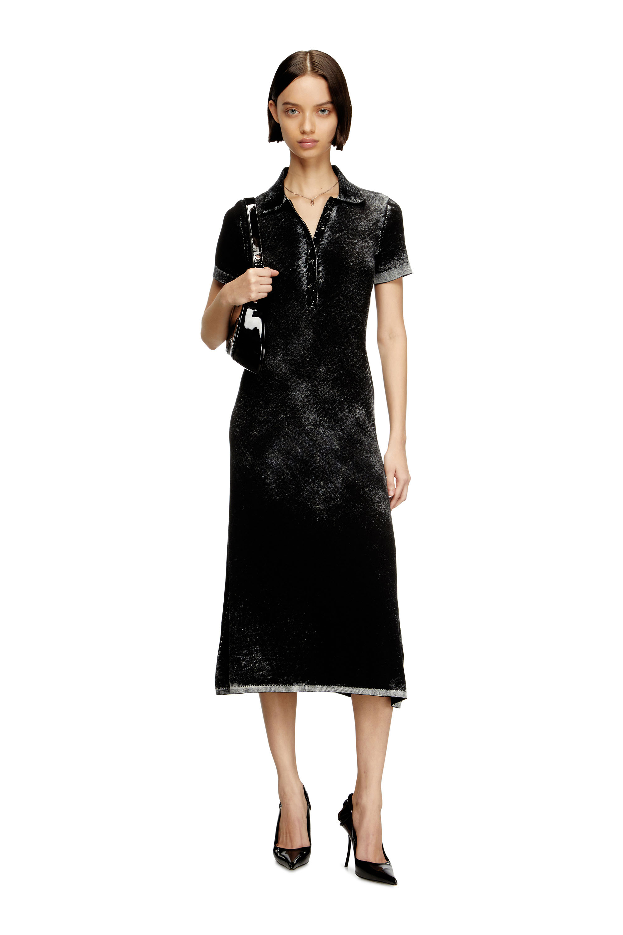 Diesel - M-LOURENS, Abito polo in maglia con stampa interna Donna in Nero - 2