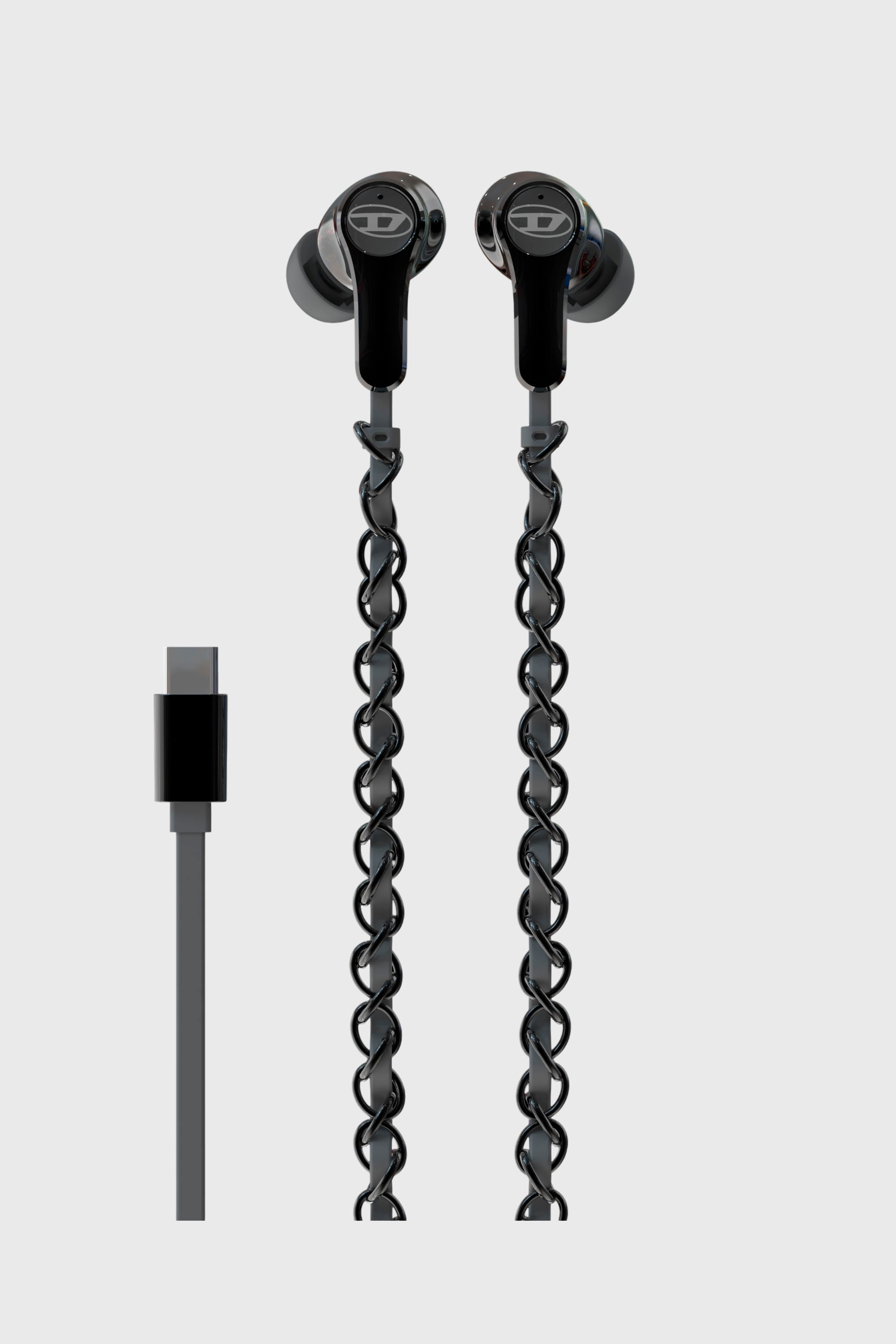 Diesel - 60686 WIRED EARBUDS WIRED EARBUDS, Auricolari neri con filo e charms Unisex in Nero - 2