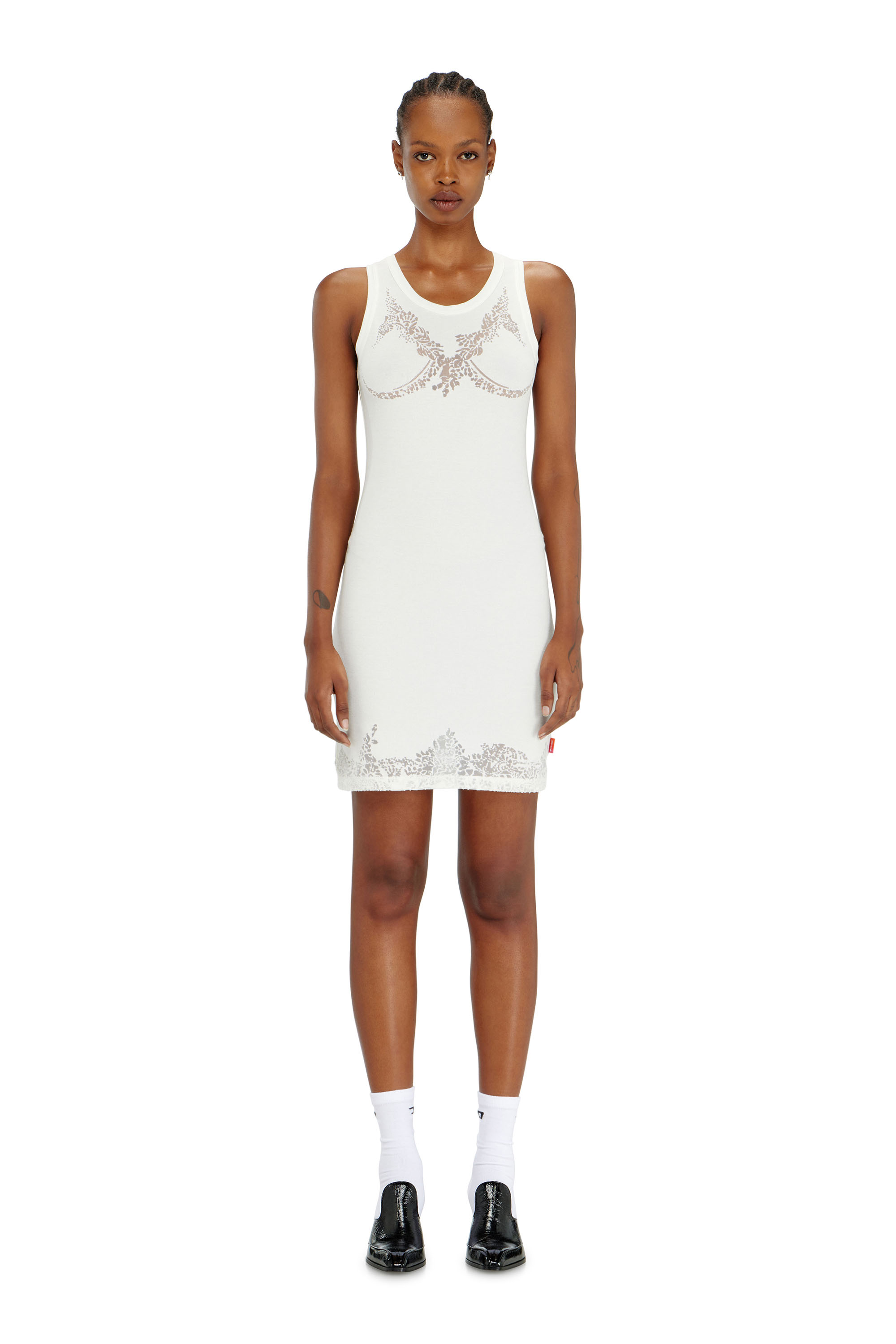 Diesel - PR-D-ANKI-LACE-R, Abito canotta effetto pizzo devor&eacute; Donna in Bianco - 3