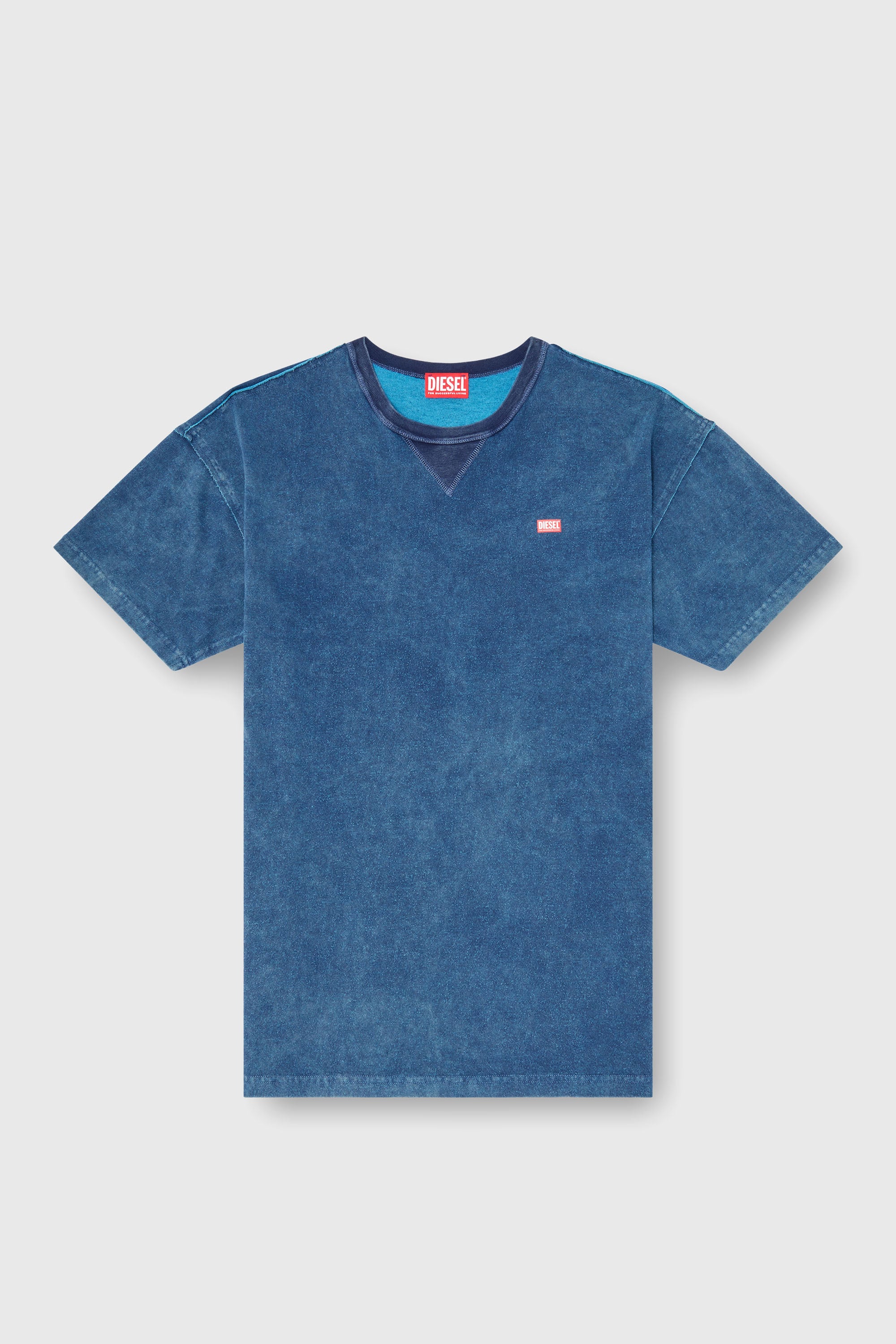 Diesel - T-NORM-RAW, T-shirt acid wash con dettagli sfrangiati Uomo in Blu - 2