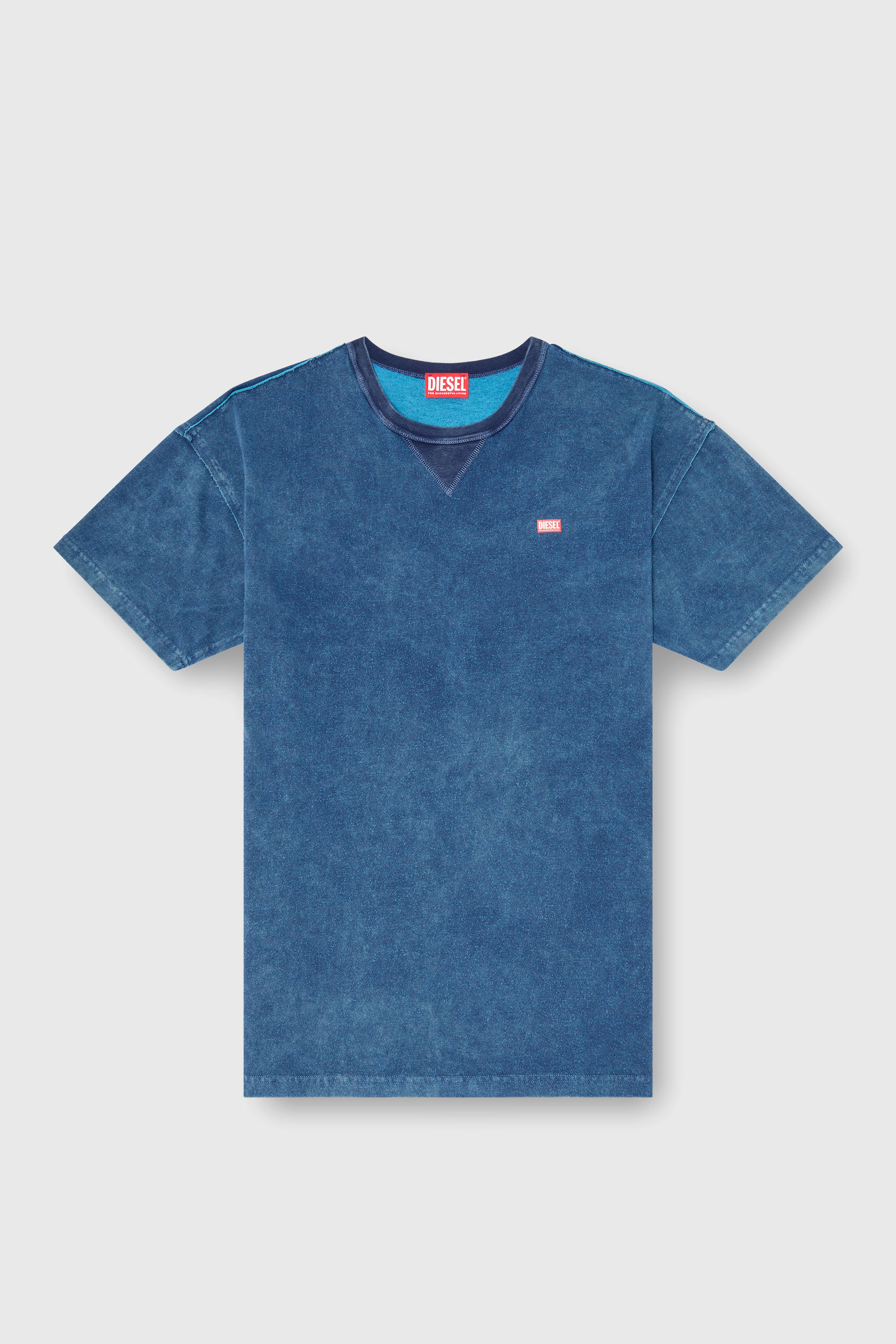 Diesel - T-NORM-RAW, T-shirt acid wash con dettagli sfrangiati Uomo in Blu - 2