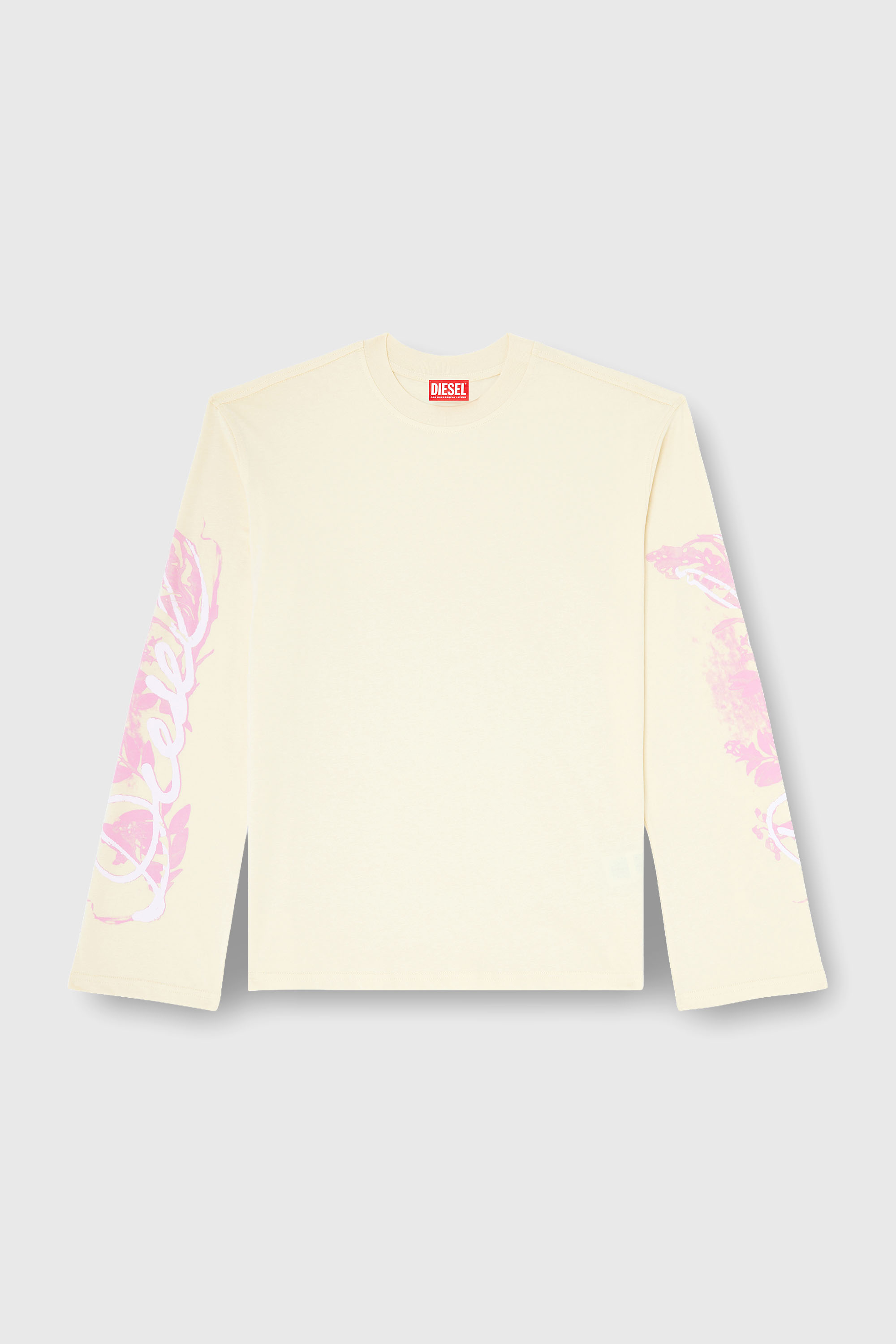 Diesel - T-HILARY-LS-AA3, Woman's Long-sleeve T-shirt with graphic prints and crystals in Yellow - 2