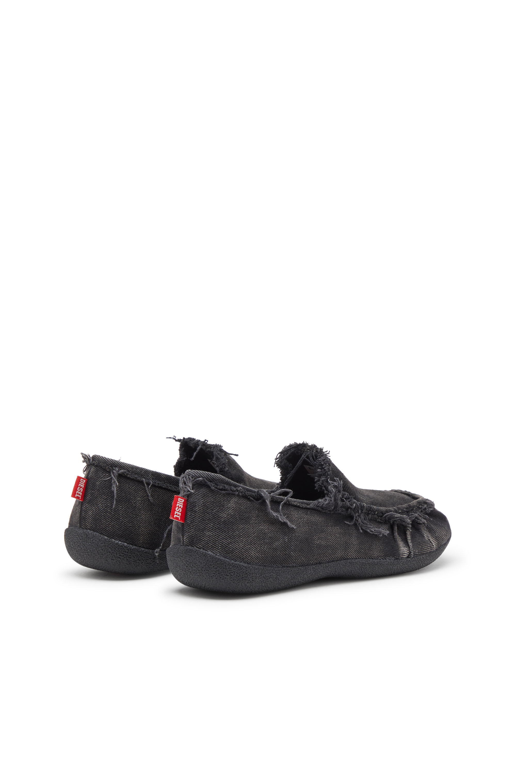 Diesel - D-SHOCK MOC, D-Shock-Mocassini in denim distressed Uomo in Nero - 3
