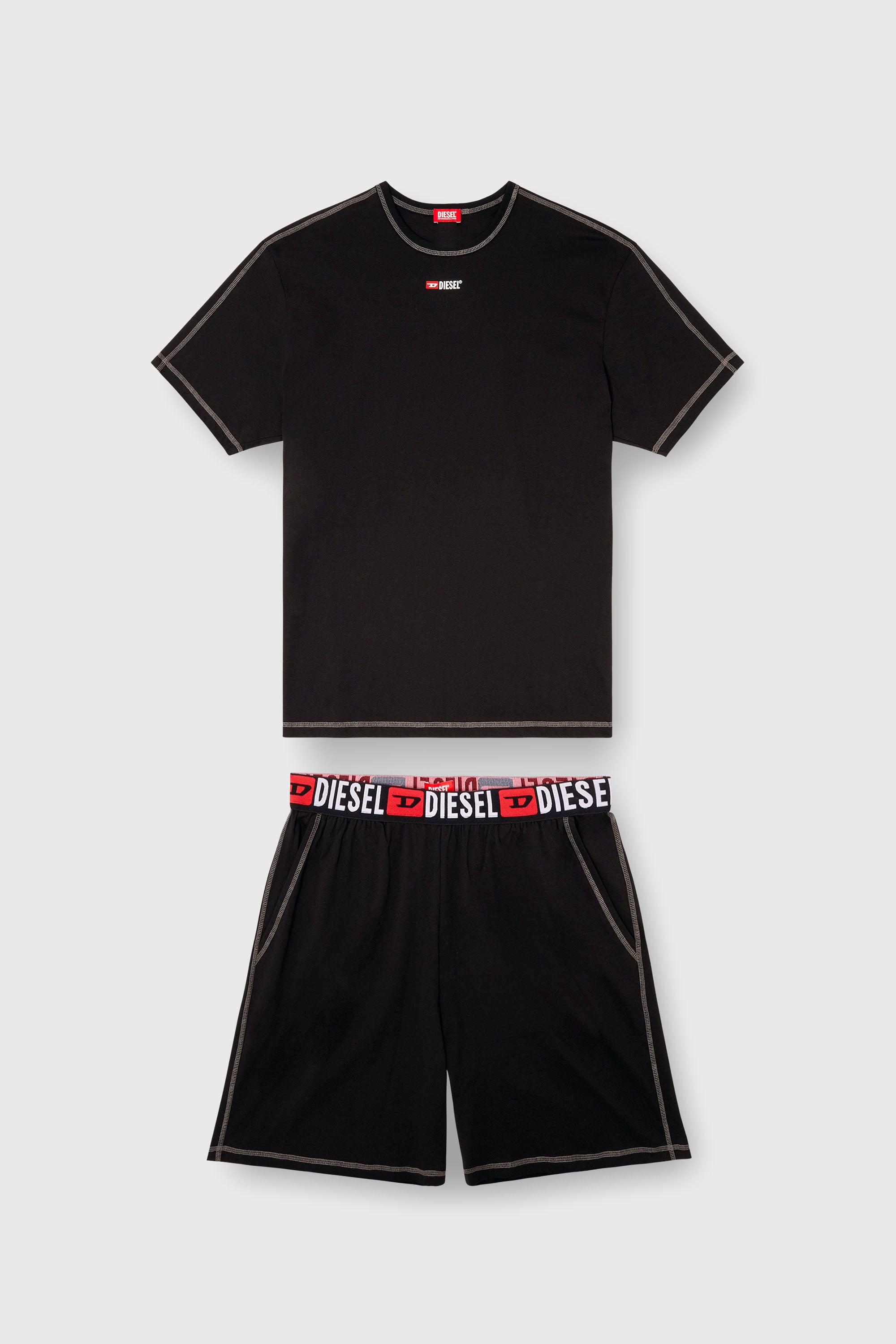 Diesel - SET-ADAM-D-CORE, Set pigiama corto in jersey di cotone Uomo in Nero - 2