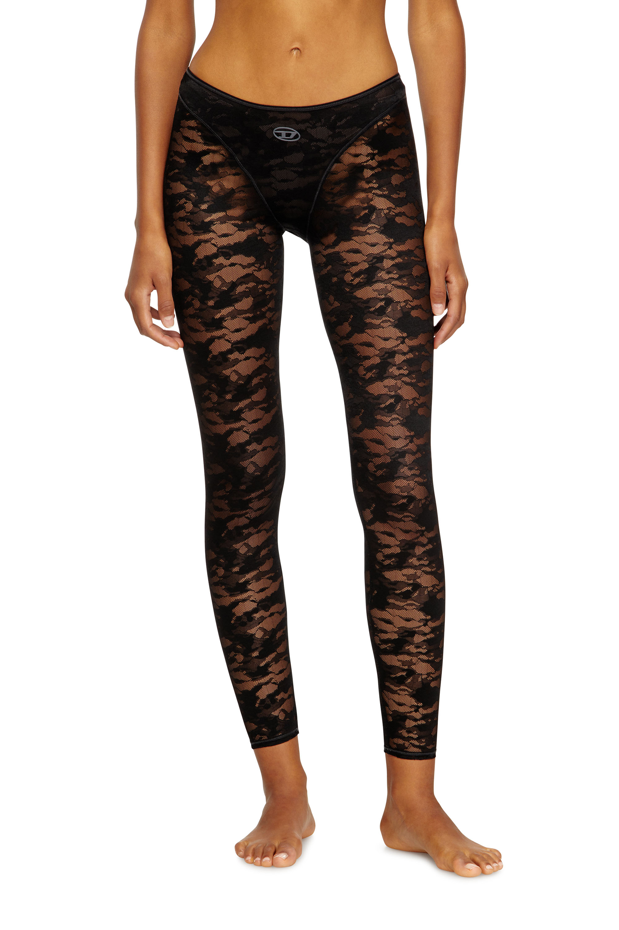 Diesel - CLAIRE-UTLT, Leggings in pizzo camouflage Donna in Nero - 2