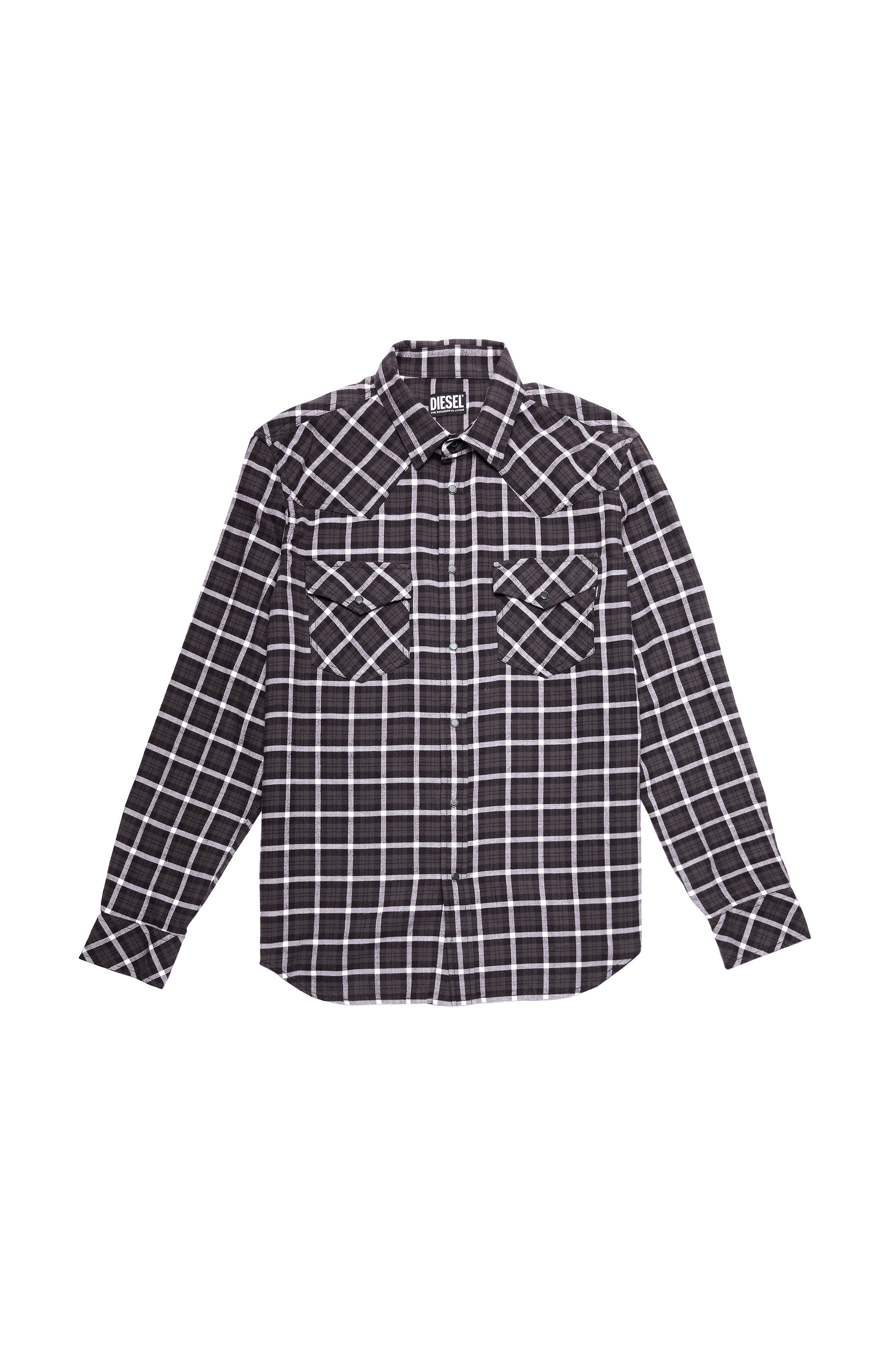 S-EAST-LONG-CHK-B, Bianco/Nero - Camicie