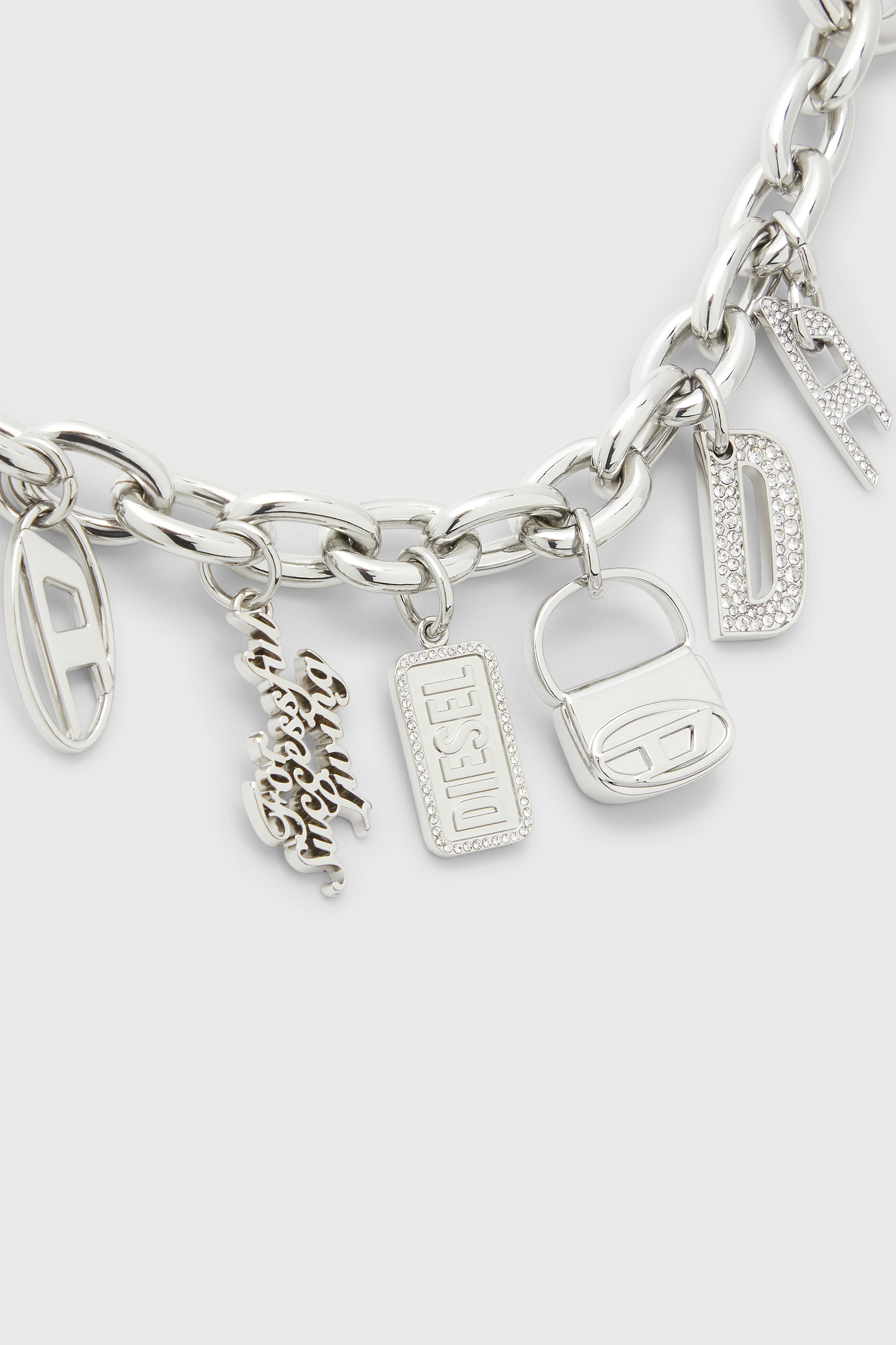 Diesel - CHAIN-D S, Charm con catena staccabile Donna in Argento - 2