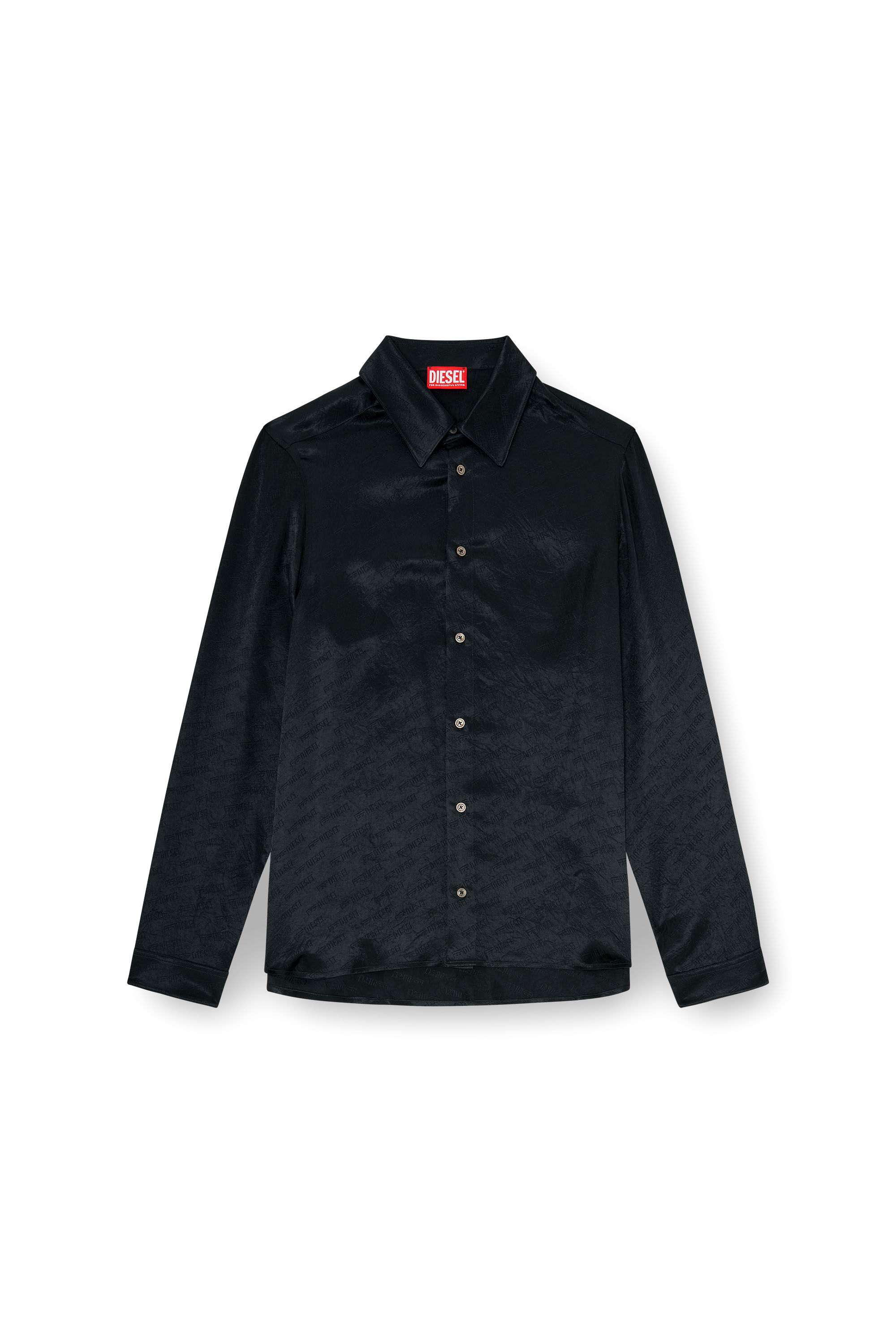 Diesel - S-KINNY-EFBZ, Camicia in raso crinkle jacquard con logo Uomo in ToBeDefined - 3