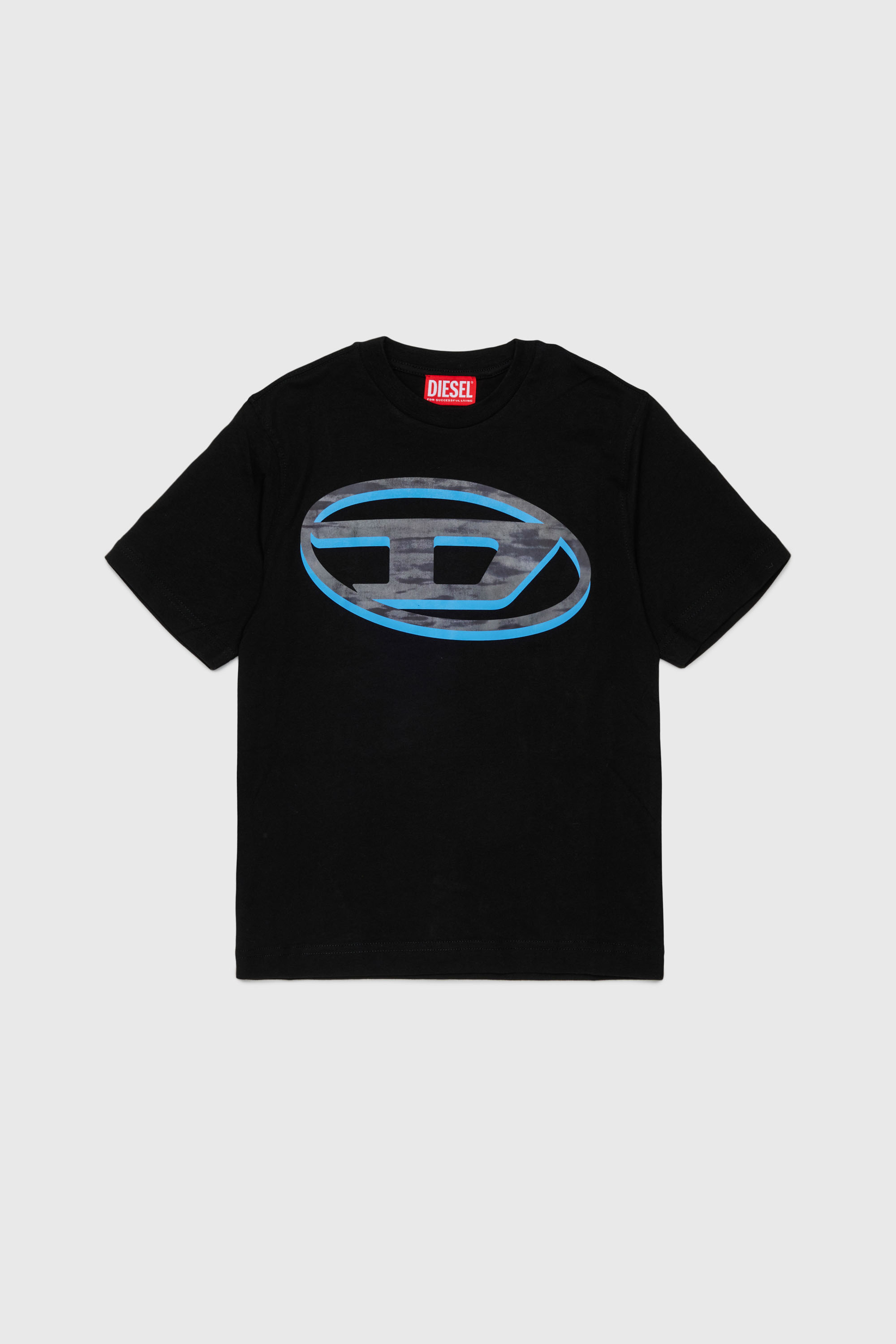 Diesel - TVEL OVER, T-shirt con stampa Oval D bicolore Uomo in Nero - 1