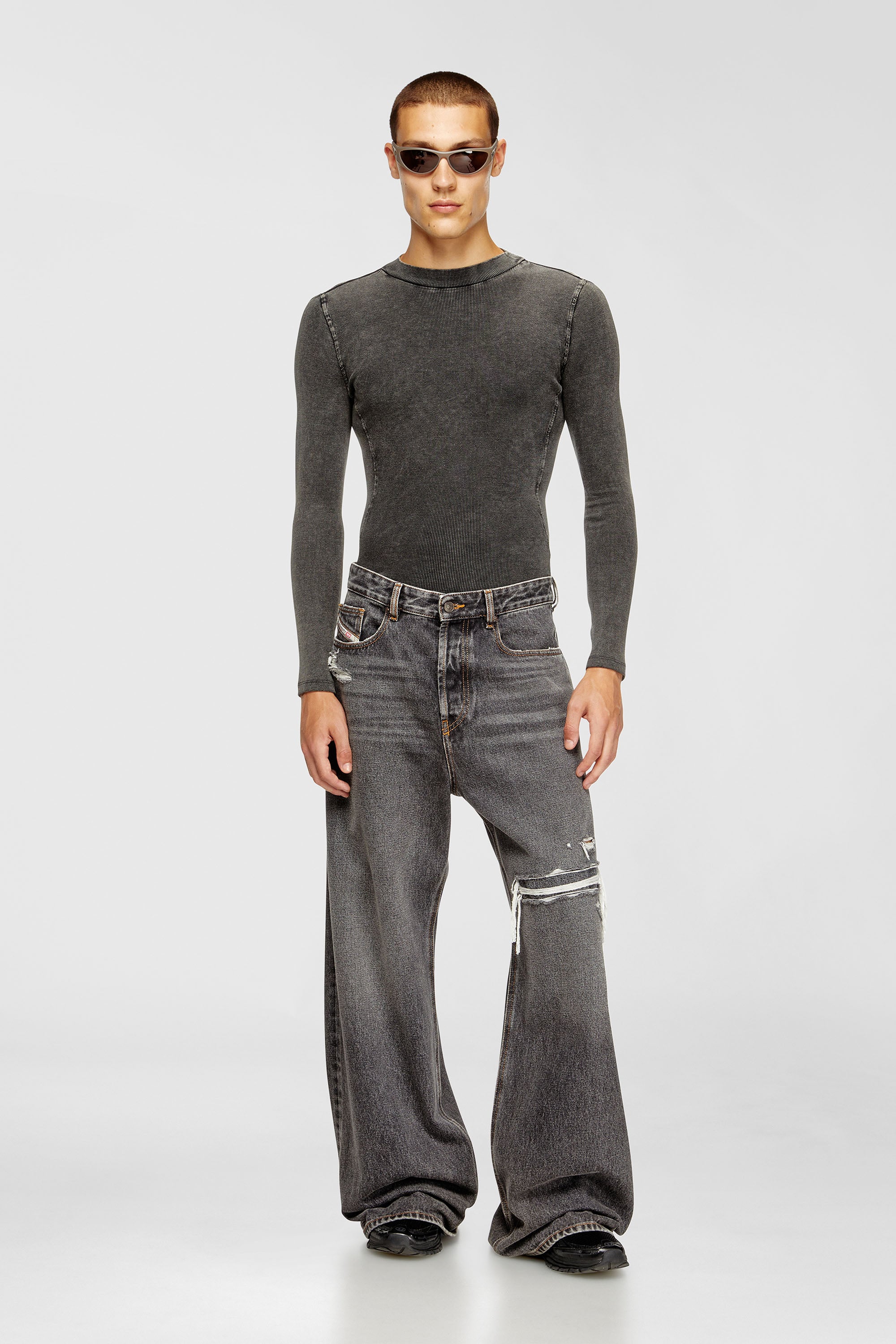 Diesel - Relaxed Jeans D-Rise 007F6 Uomo, Nero/Grigio scuro - Image 1
