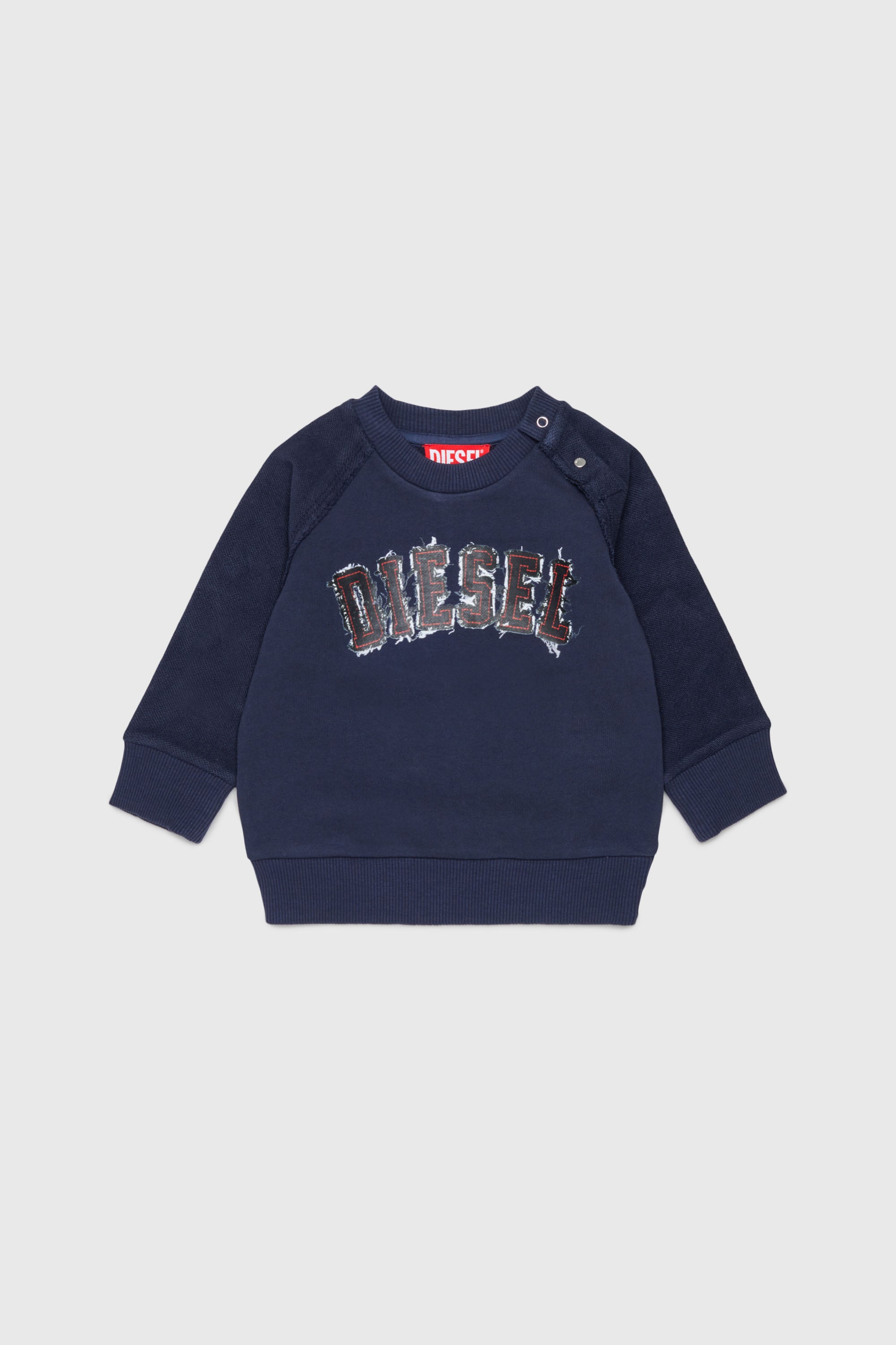 Diesel - SEANSB, Felpa in cotone con logo effetto sfrangiato Uomo in Blu - 1