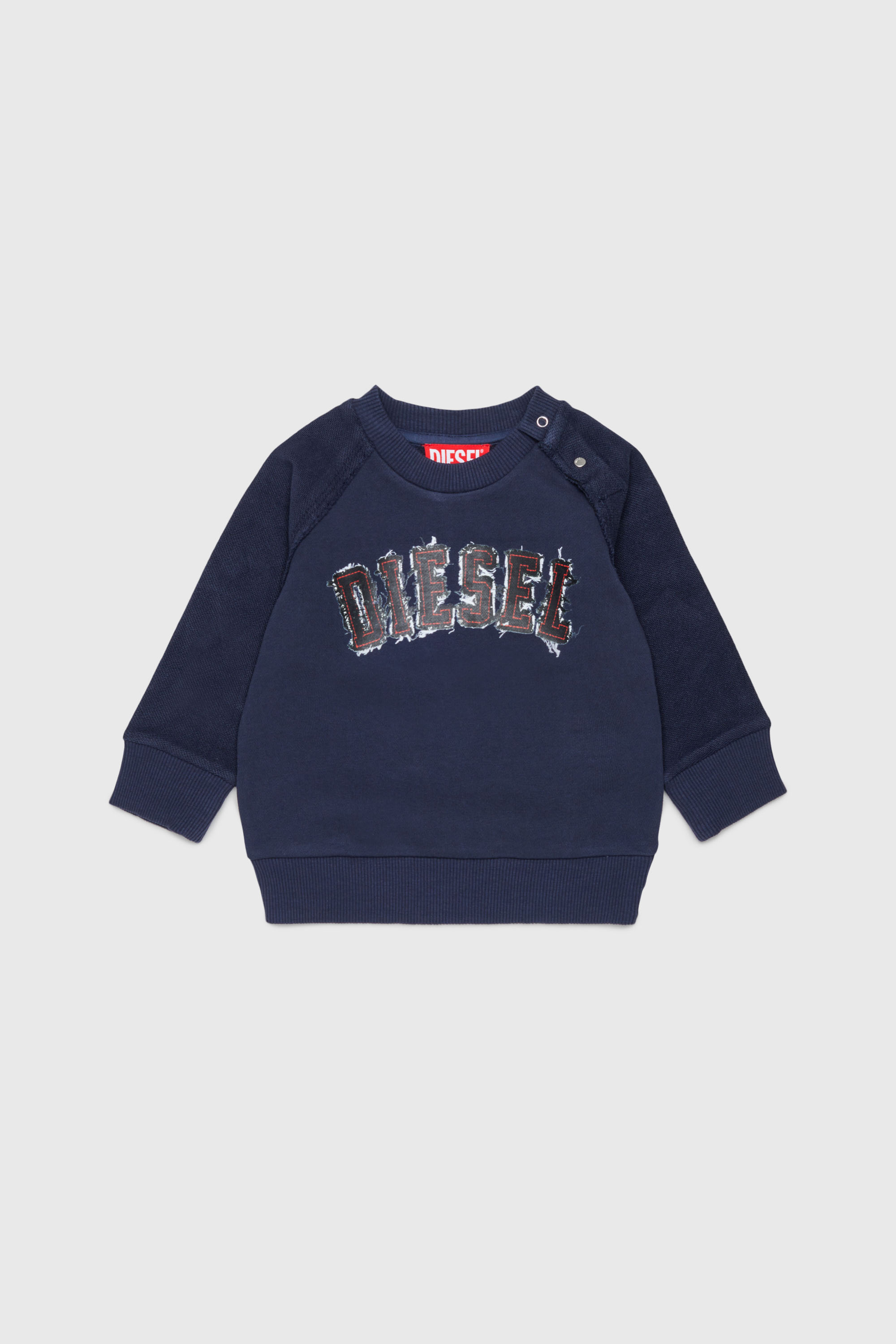 Diesel - SEANSB, Felpa in cotone con logo effetto sfrangiato Uomo in Blu - 1
