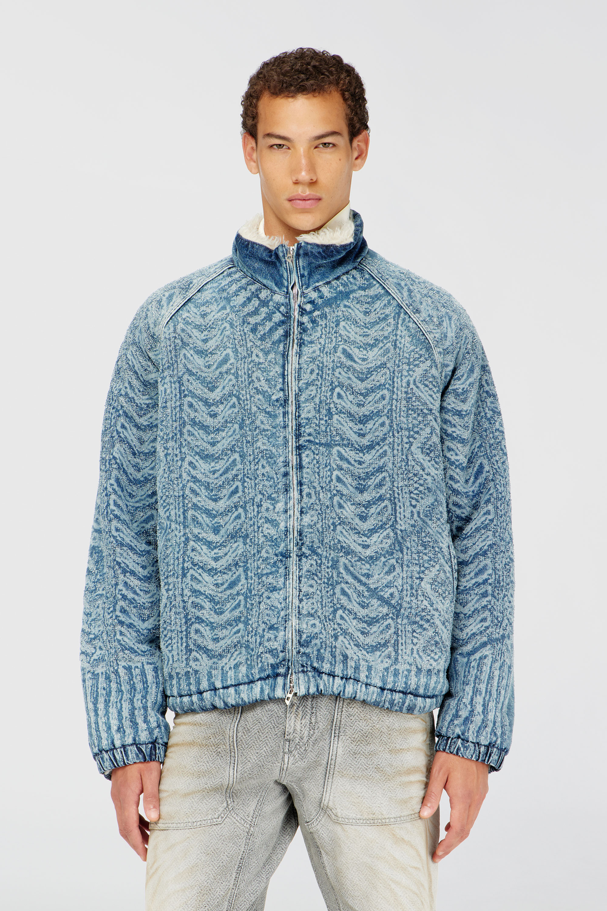 Diesel - D-KRAPS-S, Giacca in denim effetto maglia a trecce Uomo in Blu - 3