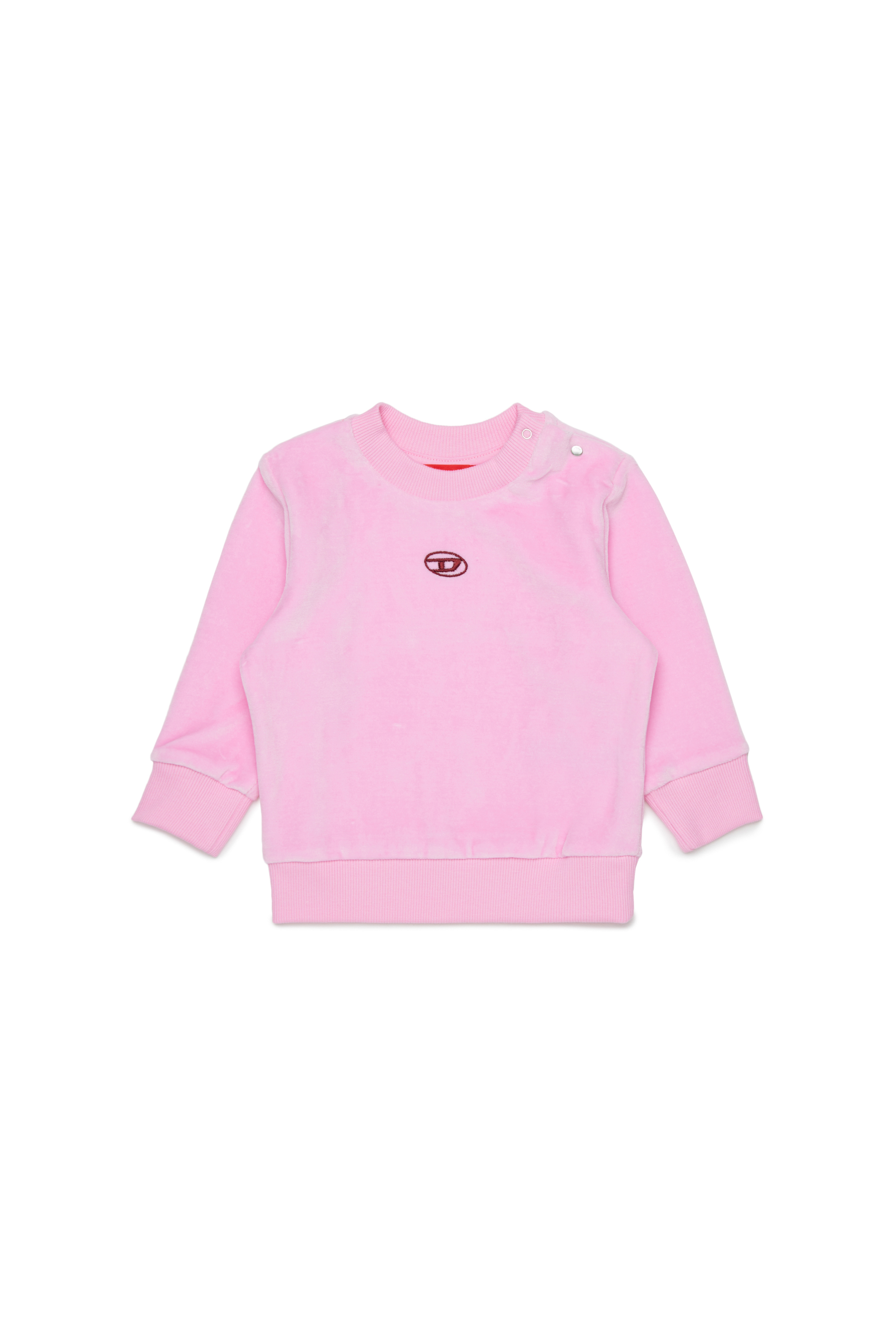Diesel - SHENIB, Felpa in velluto con ricamo Oval D Uomo in Rosa - 1