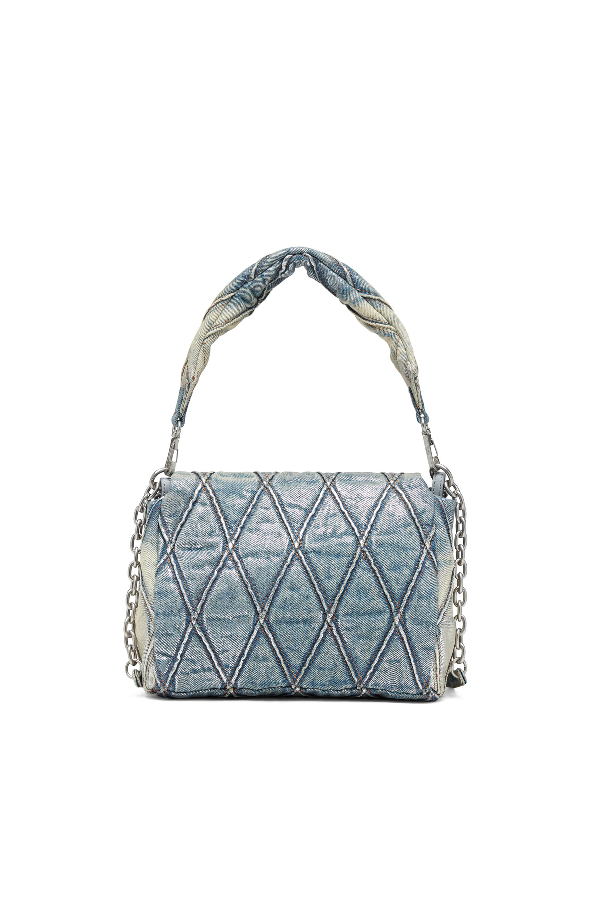 Diesel - CHARM-D SHOULDER M, Charm-D M-Borsa a spalla in denim trapuntato metallizzato Donna in Blu - 2