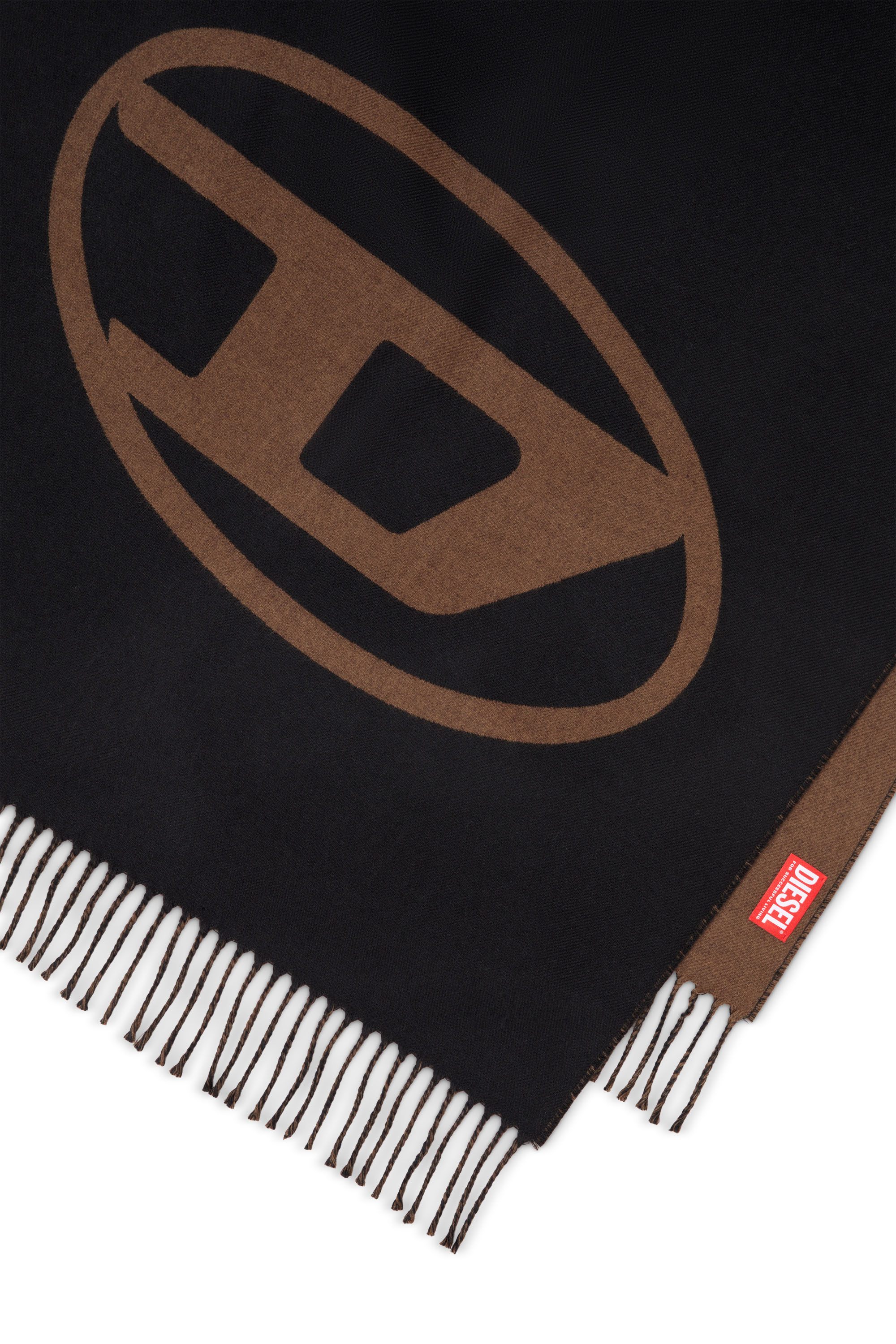 Diesel - S-TEVIE, Man's Reversible two tone wool scarf in Brown - 3