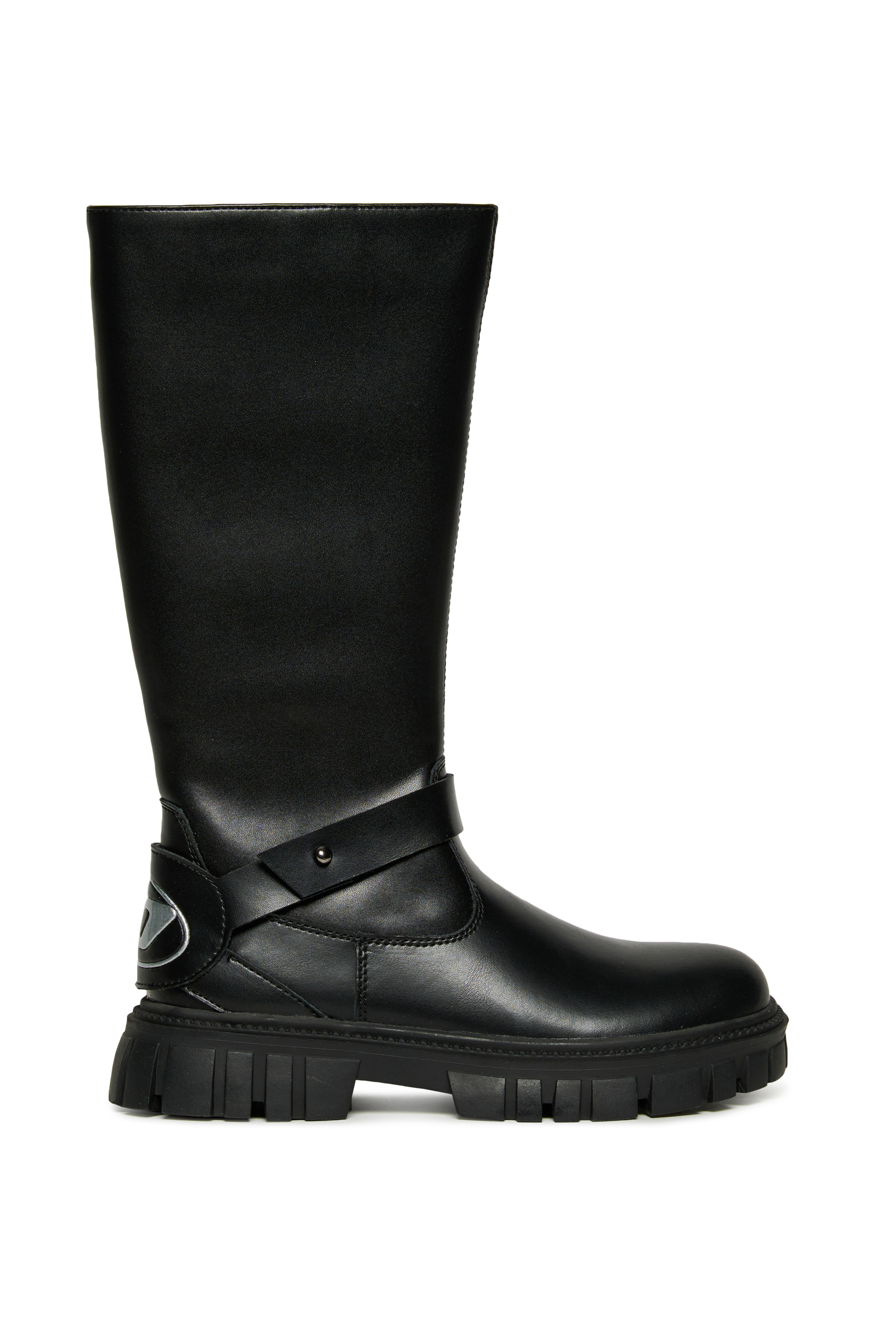 Diesel - D-HAMMER KNT PATCH, D-Hammer - Stivali alti in pelle Unisex in Nero - 1