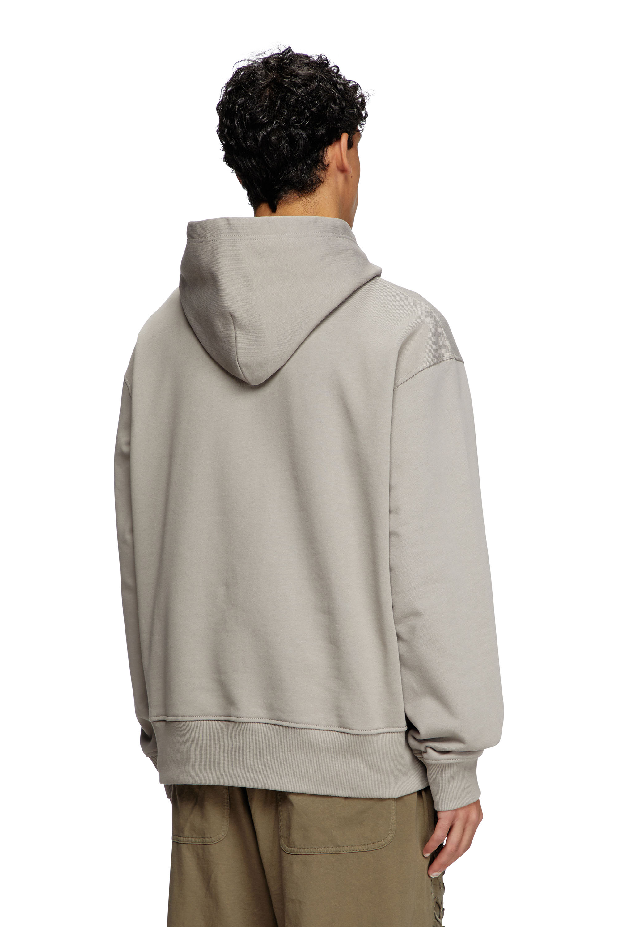Diesel - S-MACS-HOOD-OD, Hoodie con logo metallizzato Uomo in Grigio - 4