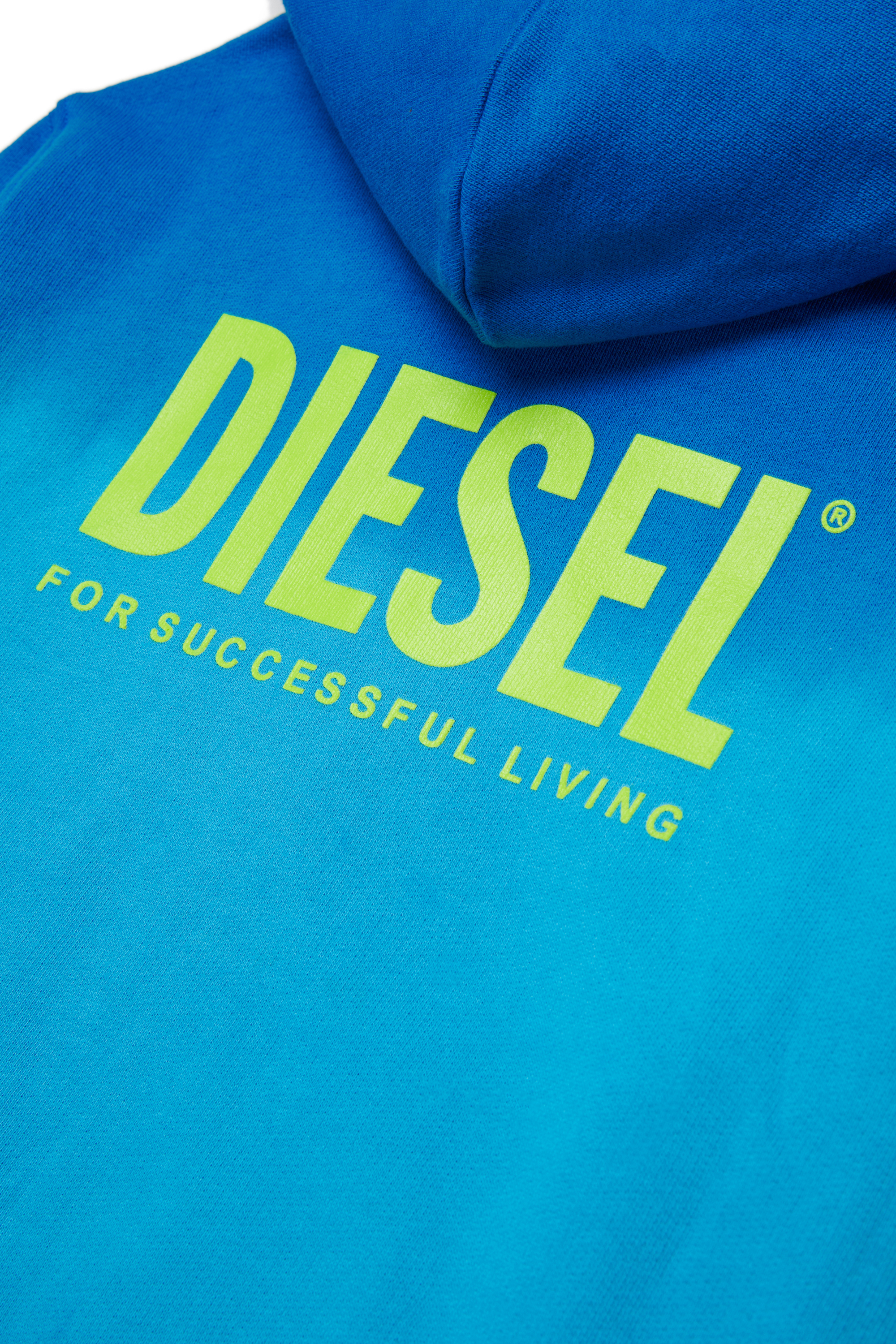 Diesel - SHADE OVER, Felpa con cappuccio sfumata con stampa del logo Uomo in Blu - 4