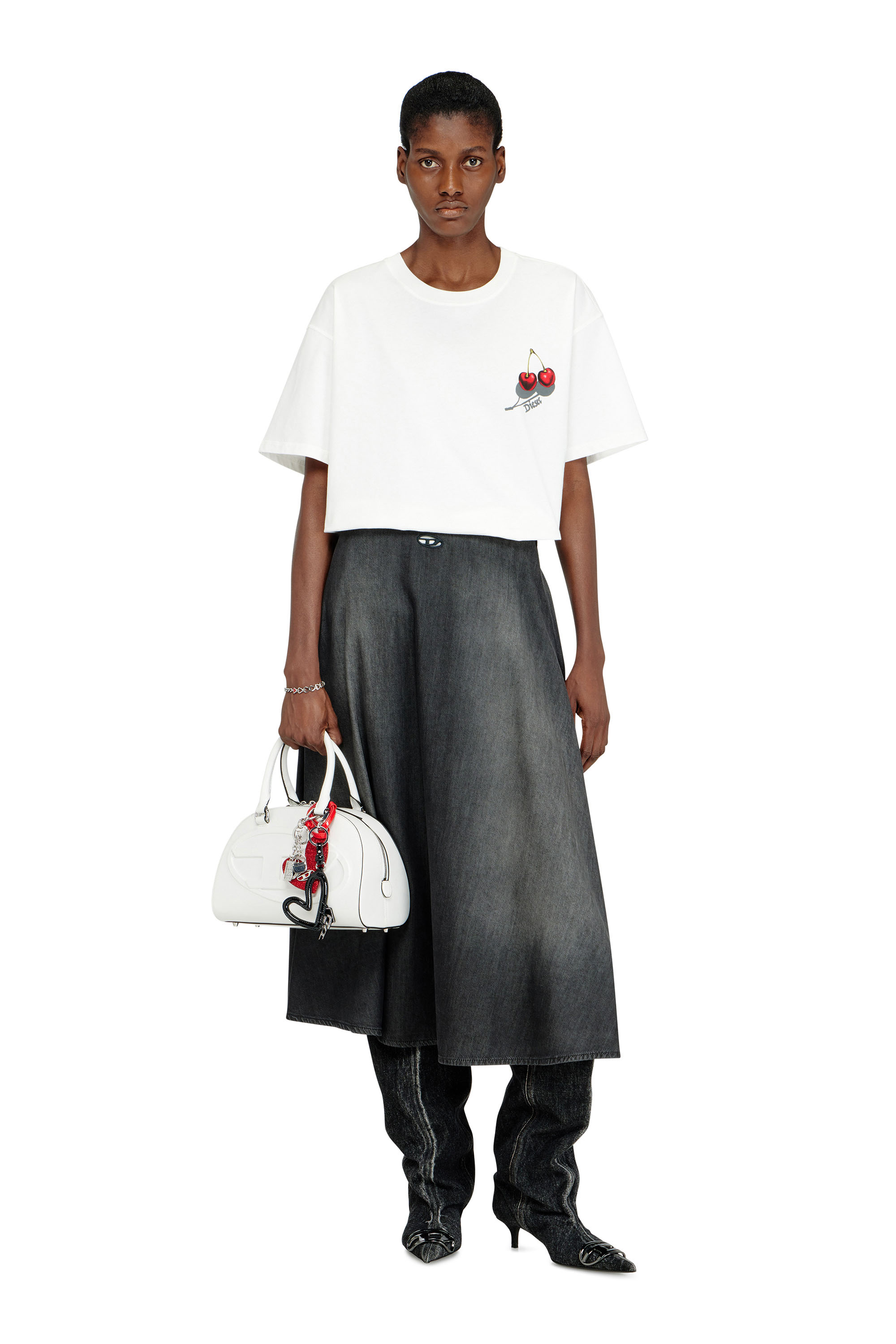 Diesel - SV-T-NORM-CHER, T-shirt in cotone con grafica di ciliegie Unisex in Bianco - 4