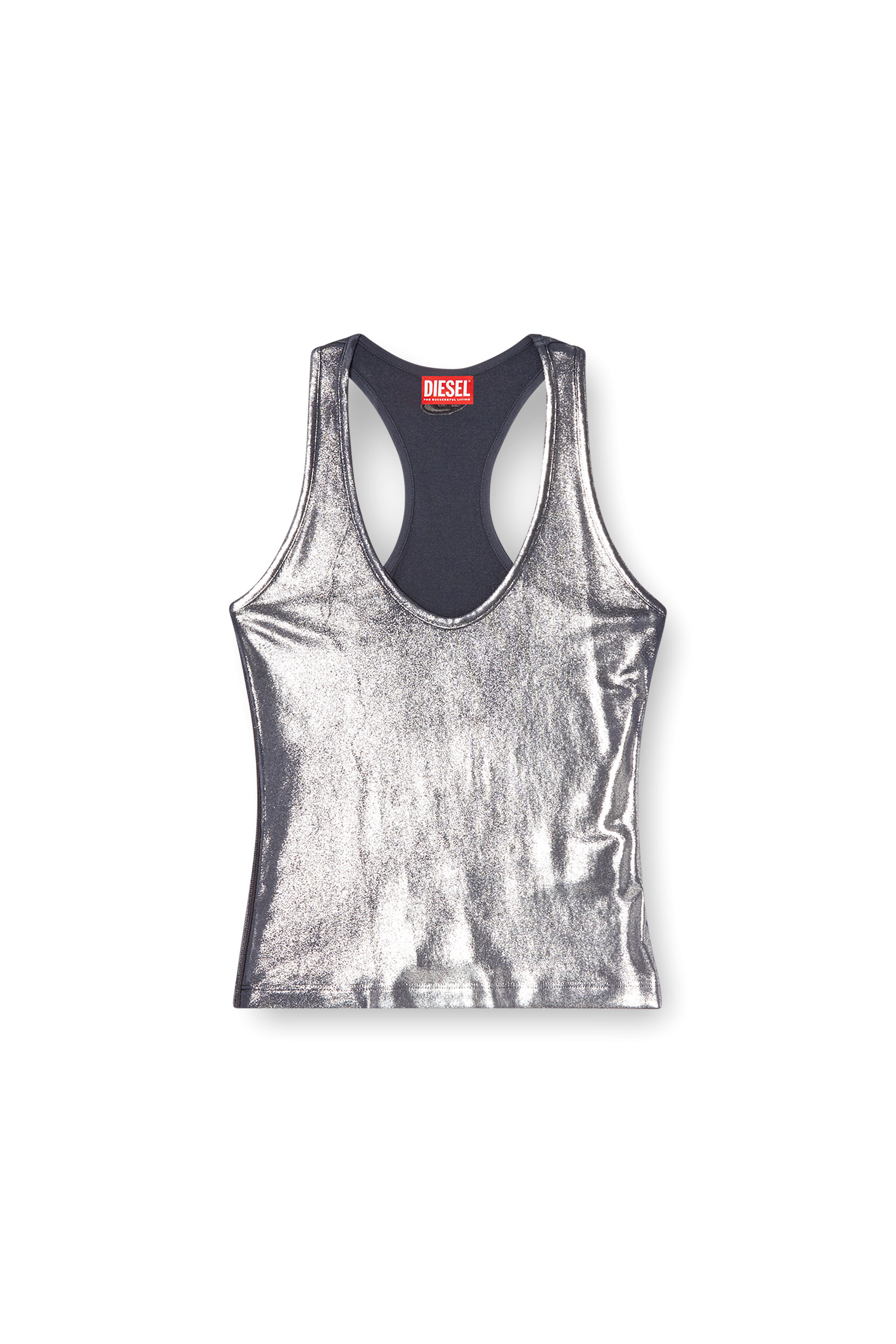 Diesel - T-AMA, Tank top metallizzato Donna in Blu - 3