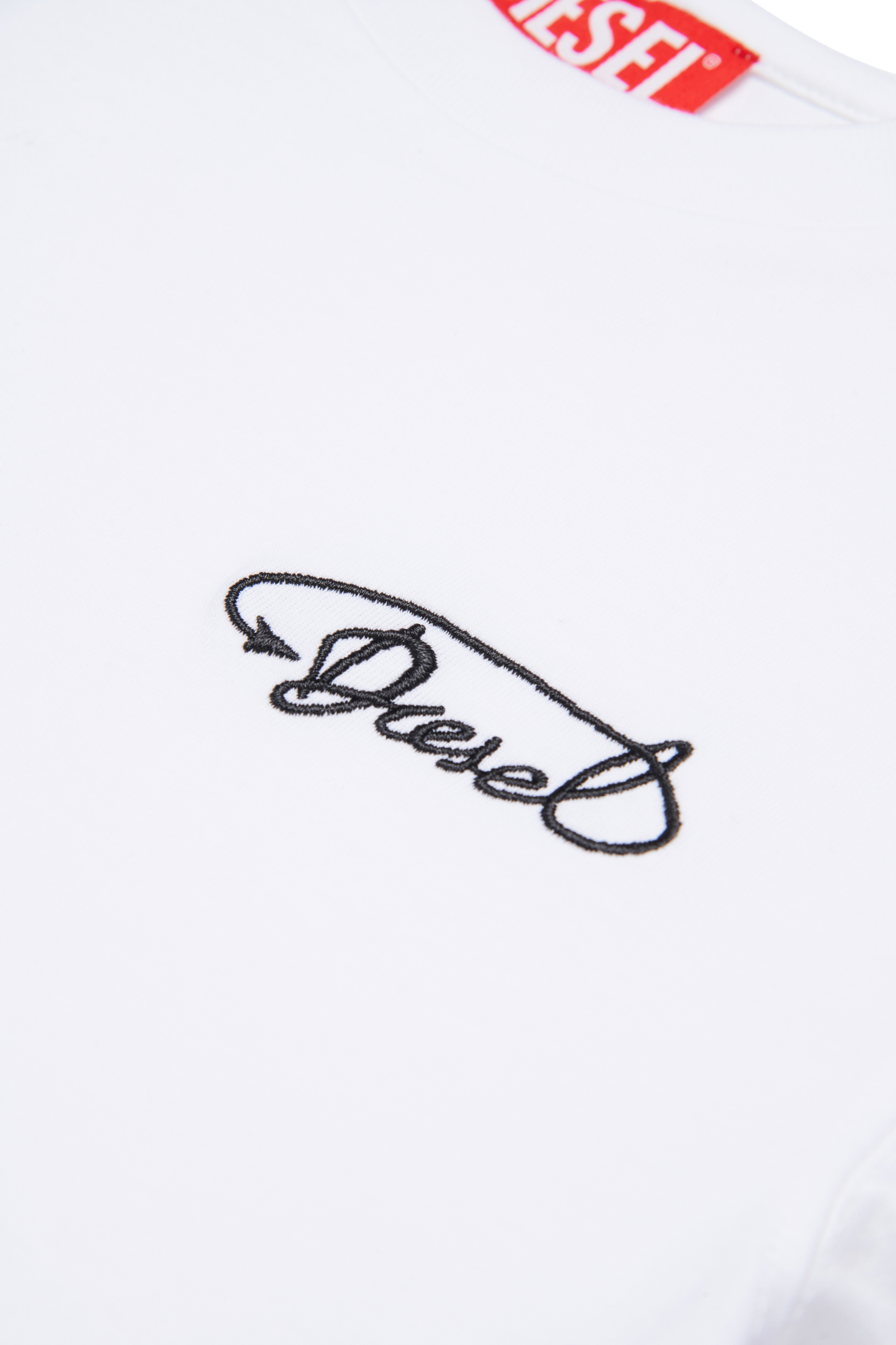 Diesel - TDIEGORL13, T-shirt in cotone con logo ricamato Uomo in Bianco - 4