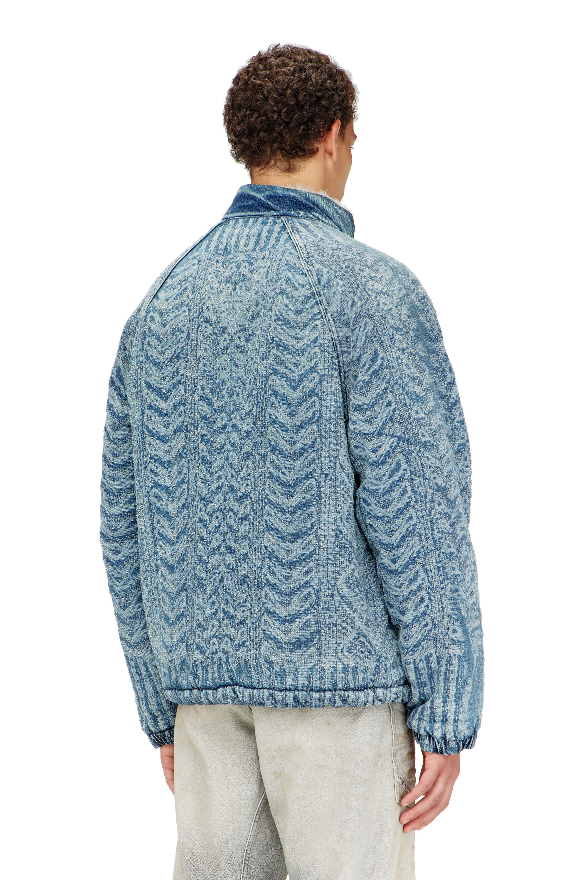 Diesel - D-KRAPS-S, Giacca in denim effetto maglia a trecce Uomo in Blu - 4