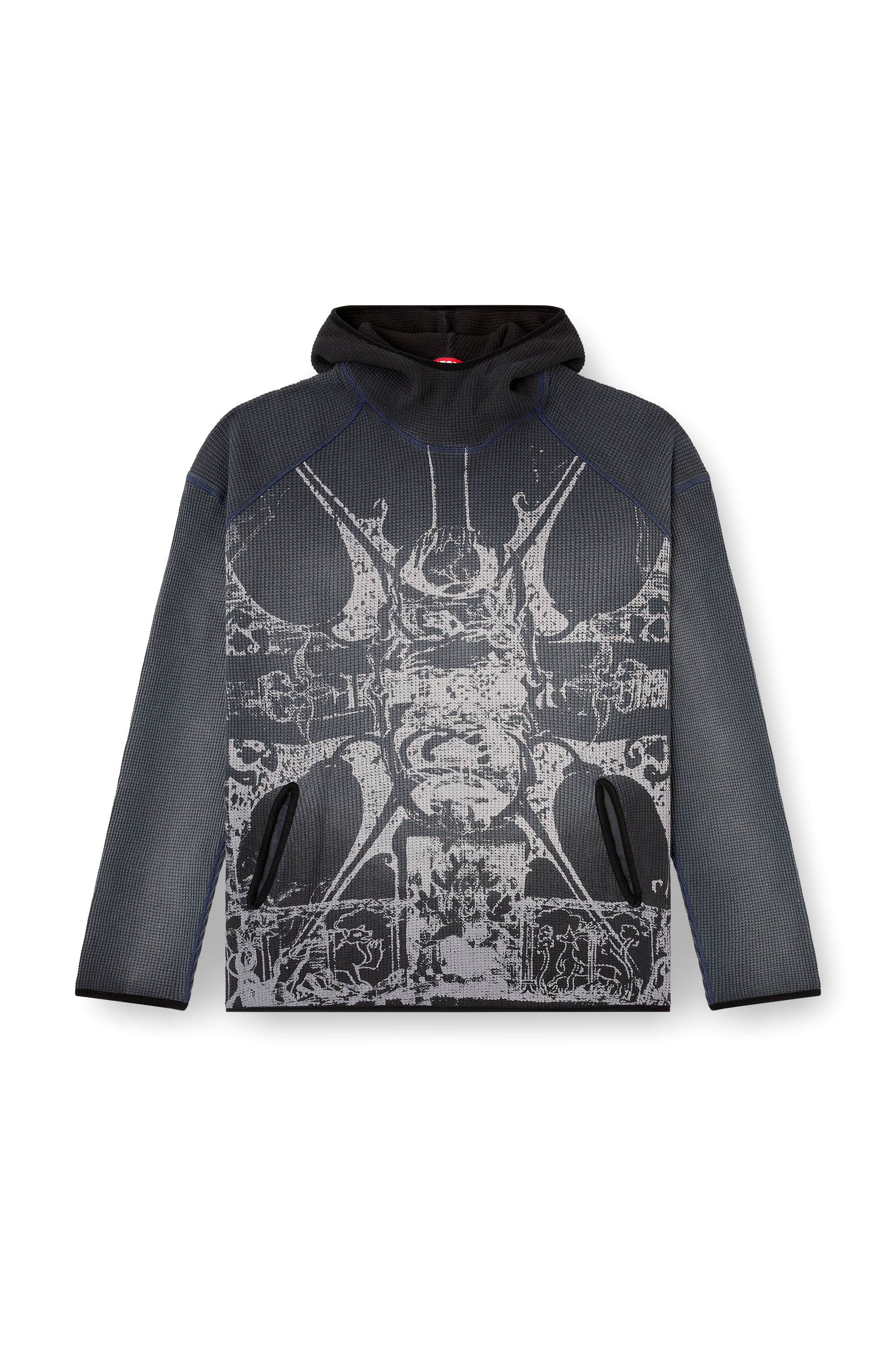 Diesel - S-WAF-HOOD-NEW, Hoodie a nido d’ape con stampa grafica Uomo in Nero - 3