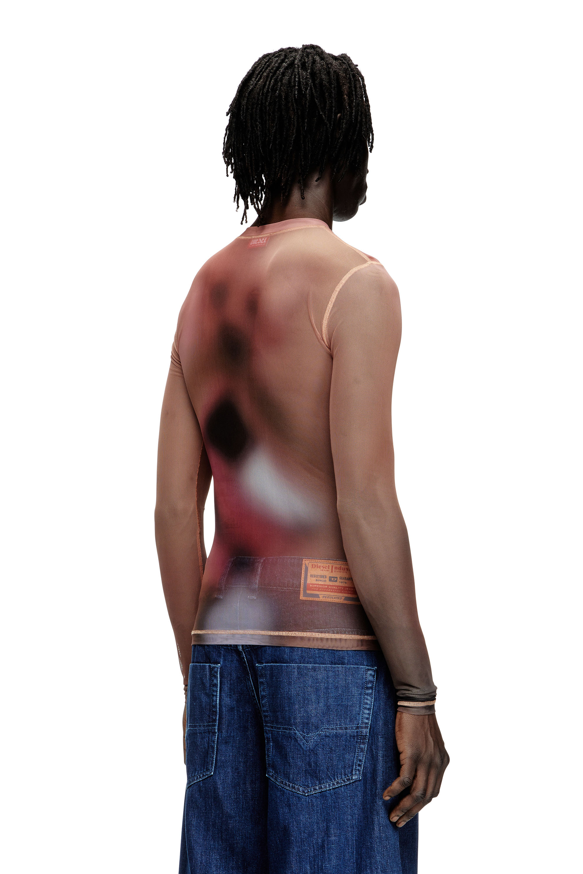 Diesel - PR-T-SIELAR-TOM25-1, Top a manica lunga in rete stampata Unisex in Rosa - 4