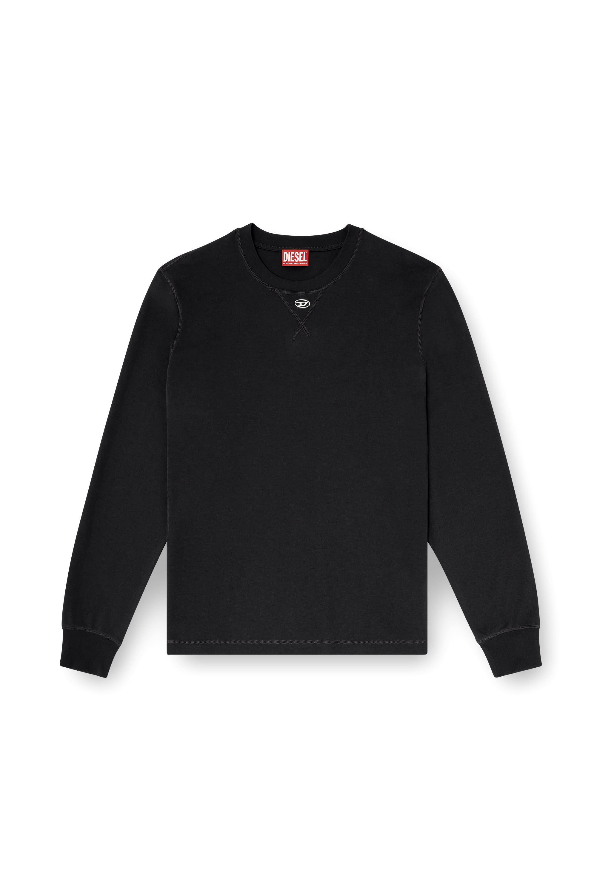Diesel - T-MADJUST-LS-TR, Maglietta a maniche lunghe in cotone con Oval D Uomo in Grigio - 3