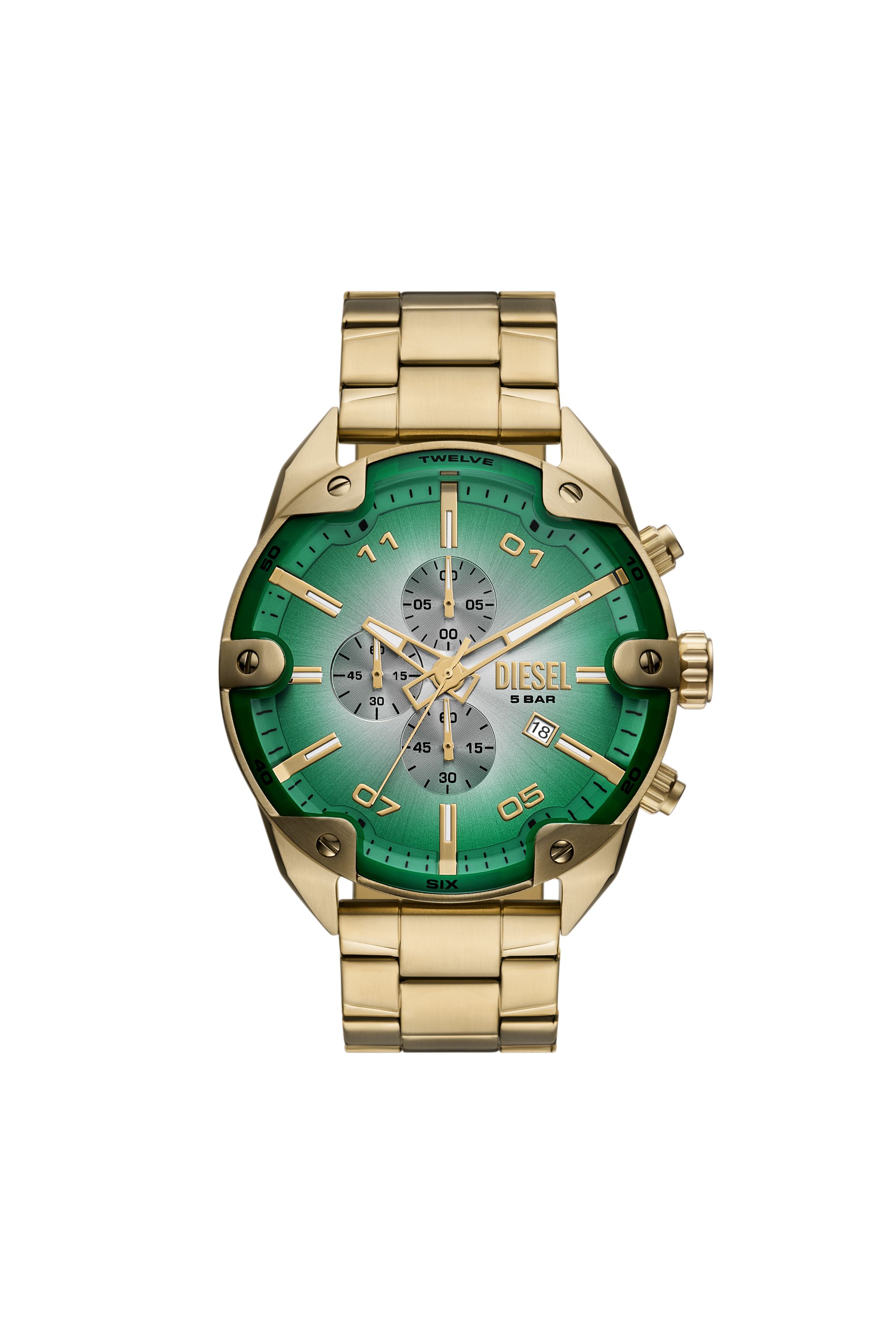 Diesel - DZ4685 WATCH, Orologio Spiked con cinturino in acciaio inossidabile Uomo in Oro - 1