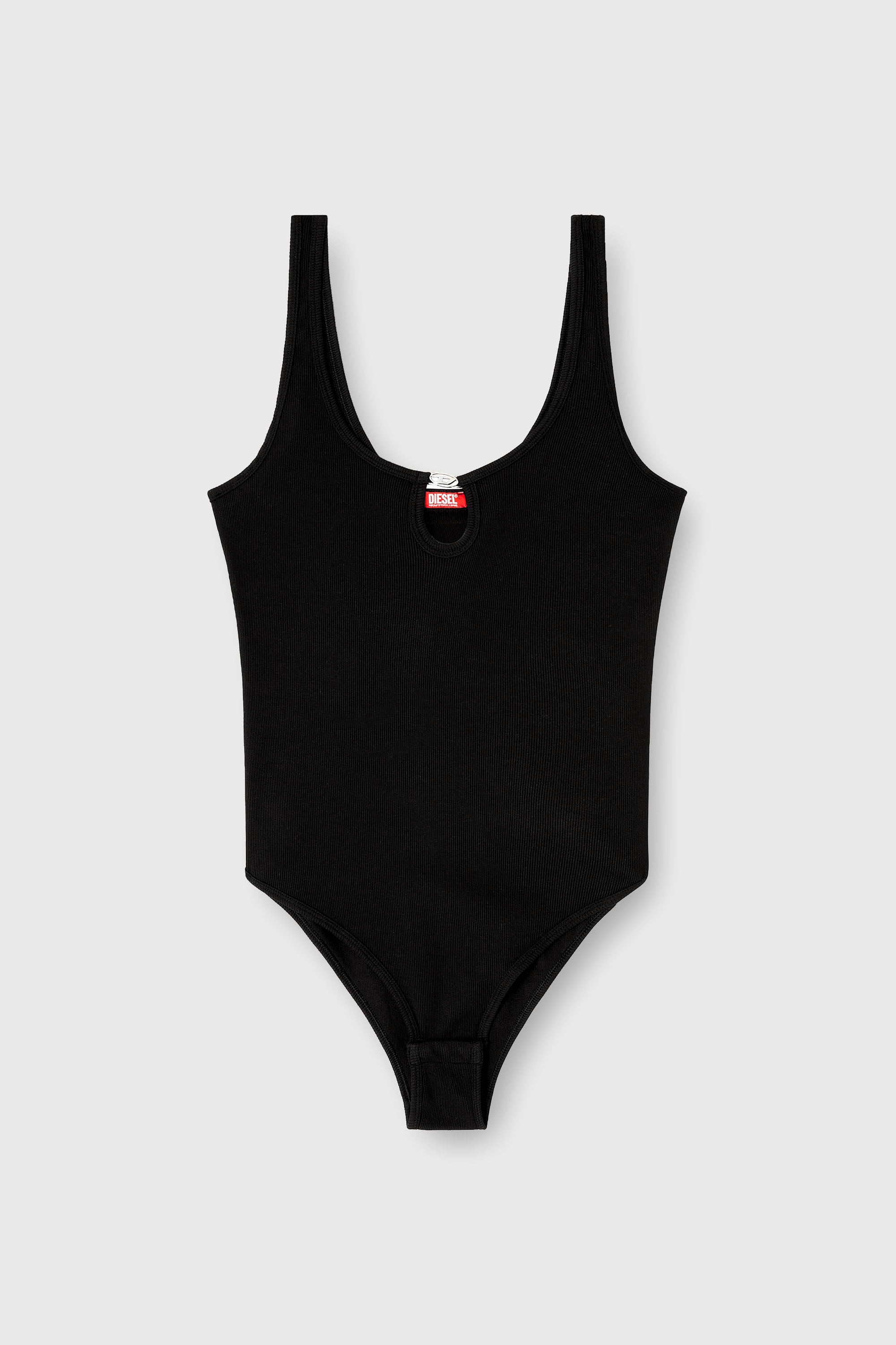 Diesel - MAURA-DNM, Body in cotone stretch effetto marmorizzato Donna in Nero - 2