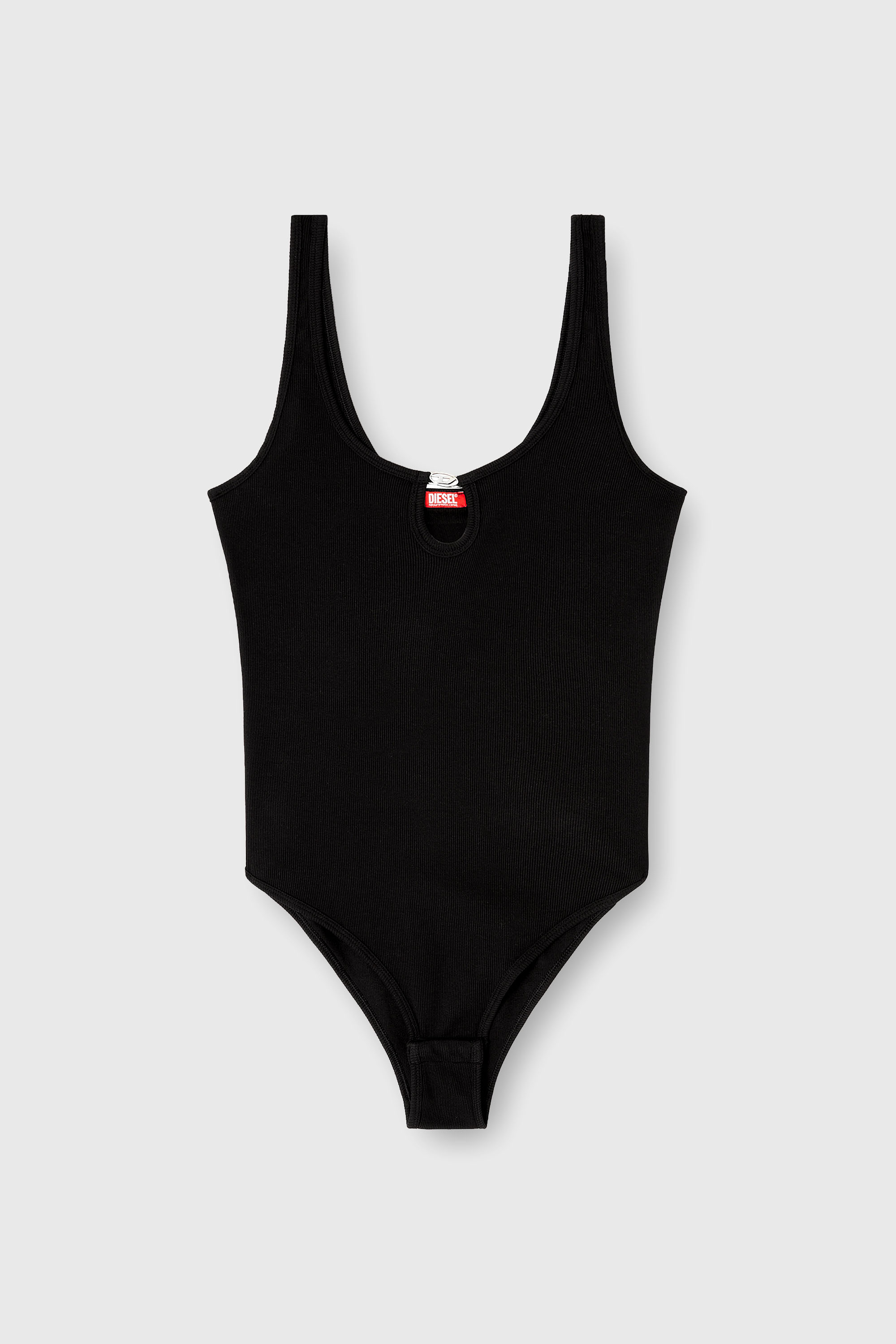 Diesel - MAURA-DNM, Body in cotone stretch effetto marmorizzato Donna in Nero - 2