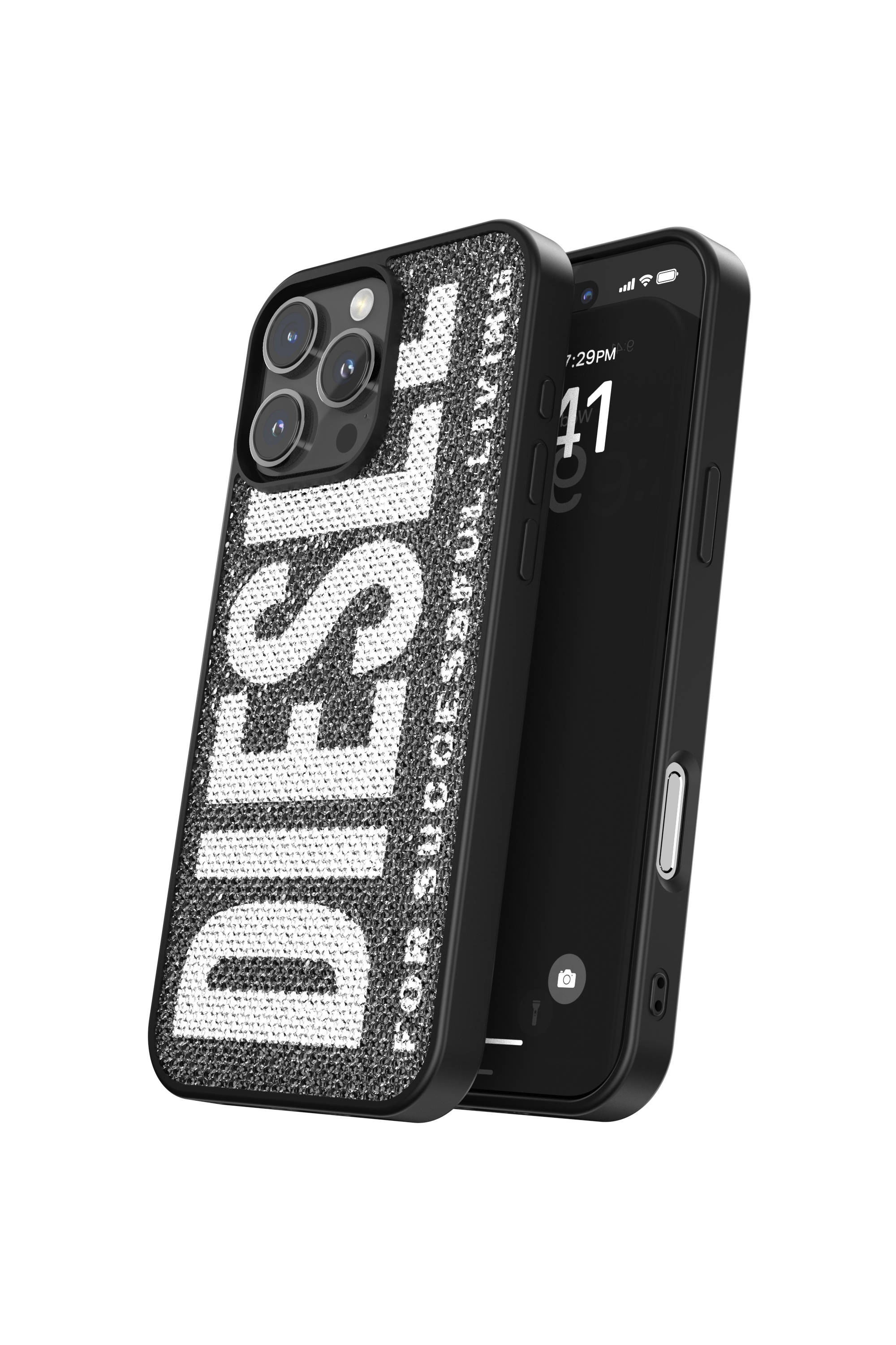 Diesel - 60186 MOULDED CASE, Cover con cristallo Swarovski per iP 16 Pro Max Unisex in Nero - 3