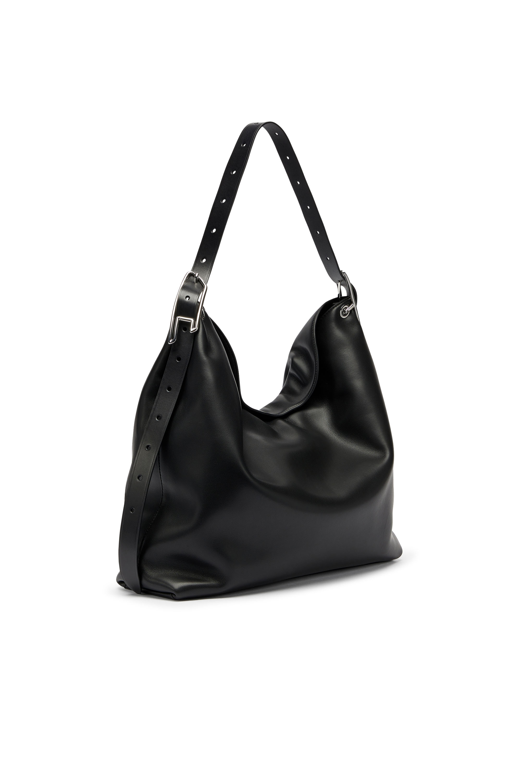 Diesel - D-LINE HOBO, D-Line-Borsa hobo in pelle Donna in Nero - 1