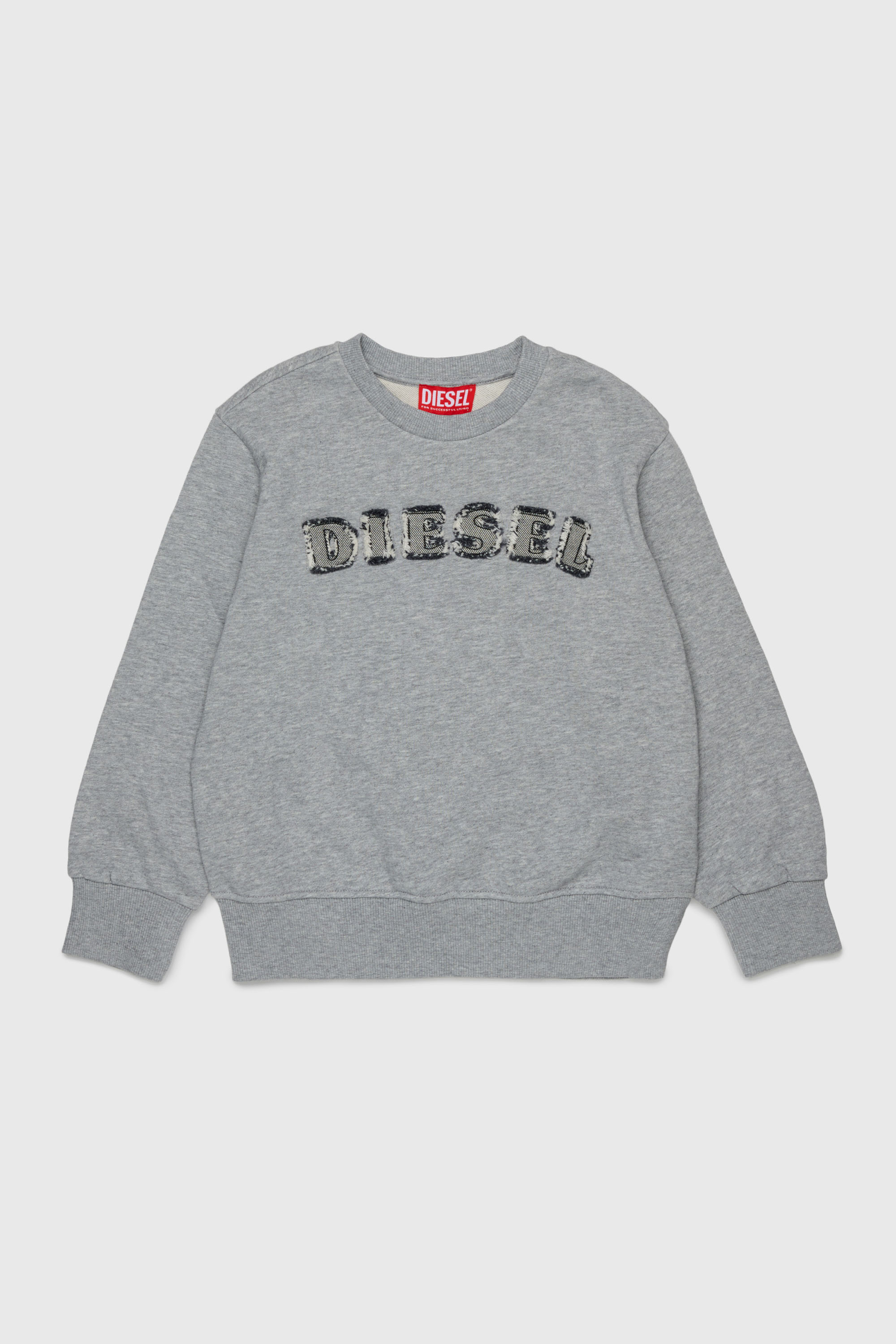 Diesel - SJEANS OVER, Felpa con lettere del logo sfrangiate Uomo in Grigio - 1