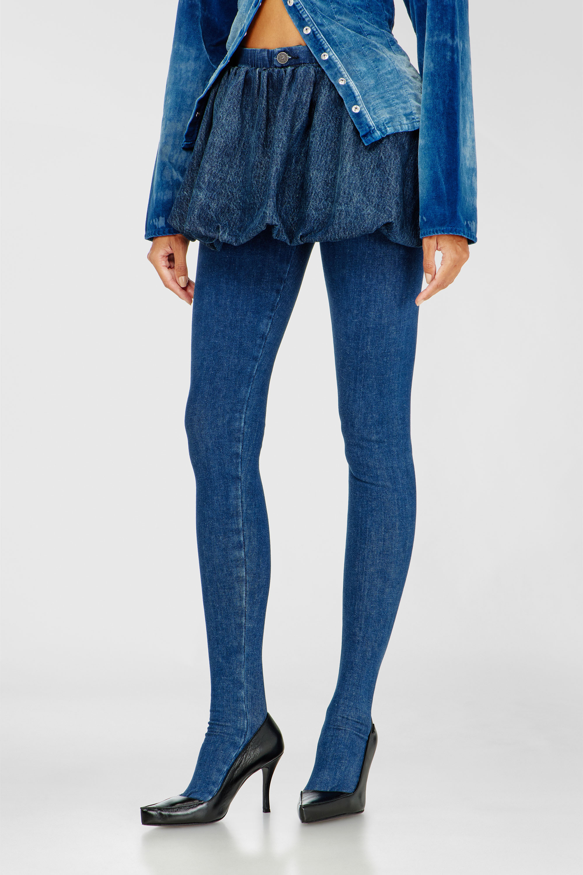 Diesel - DE-MUJ-FSJ2, Gonna corta a palloncino in denim Donna in Blu - 1