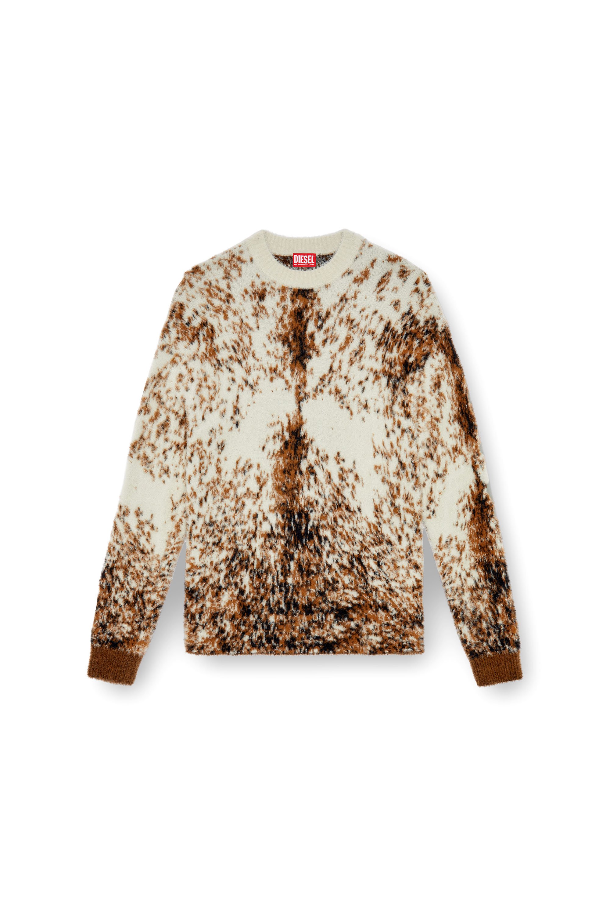 Diesel - K-ITELLO, Maglione fluffy con motivo animalier Uomo in Marrone - 3