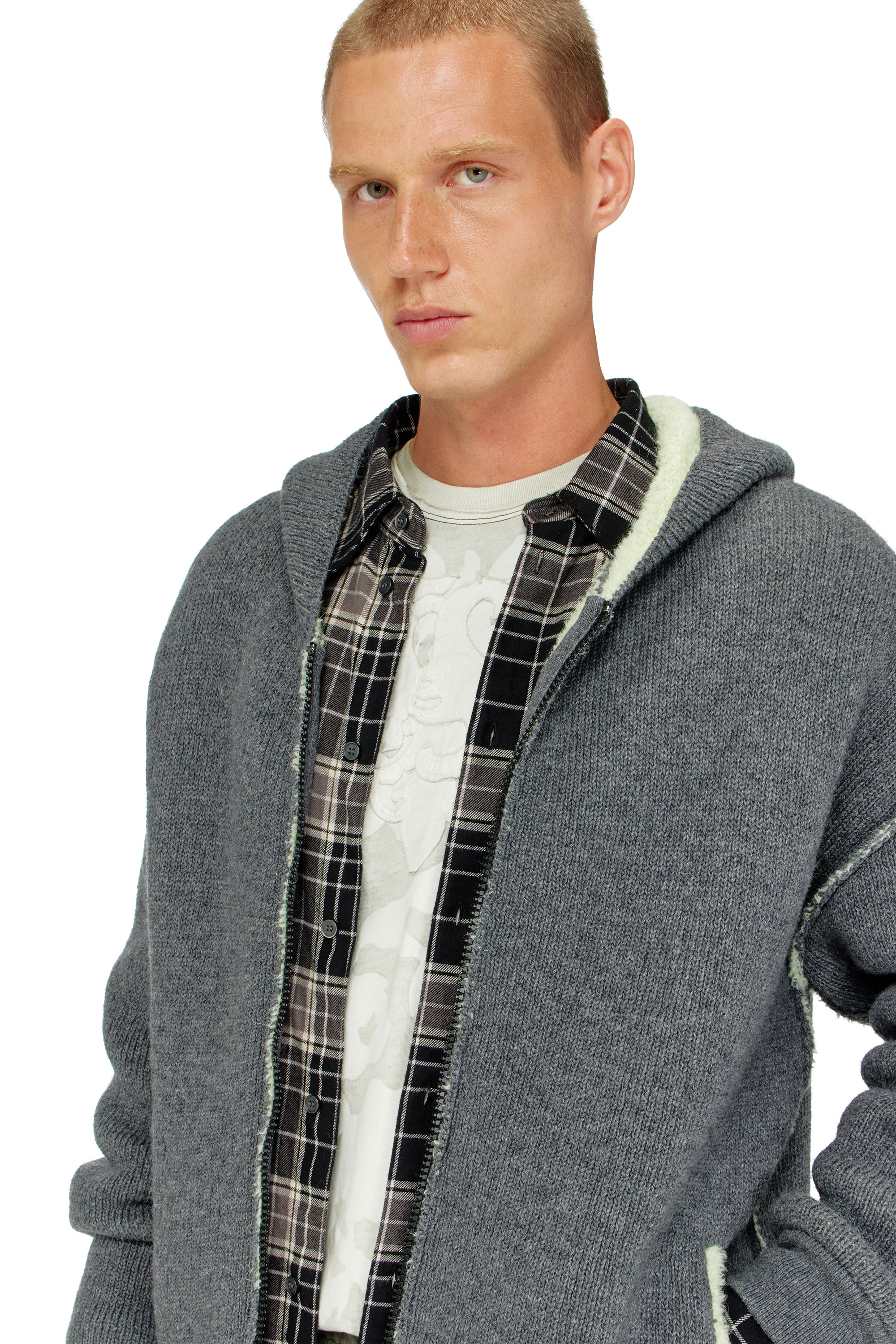 Diesel - K-BOUBBY, Hoodie con zip in maglia a doppia texture Uomo in ToBeDefined - 4