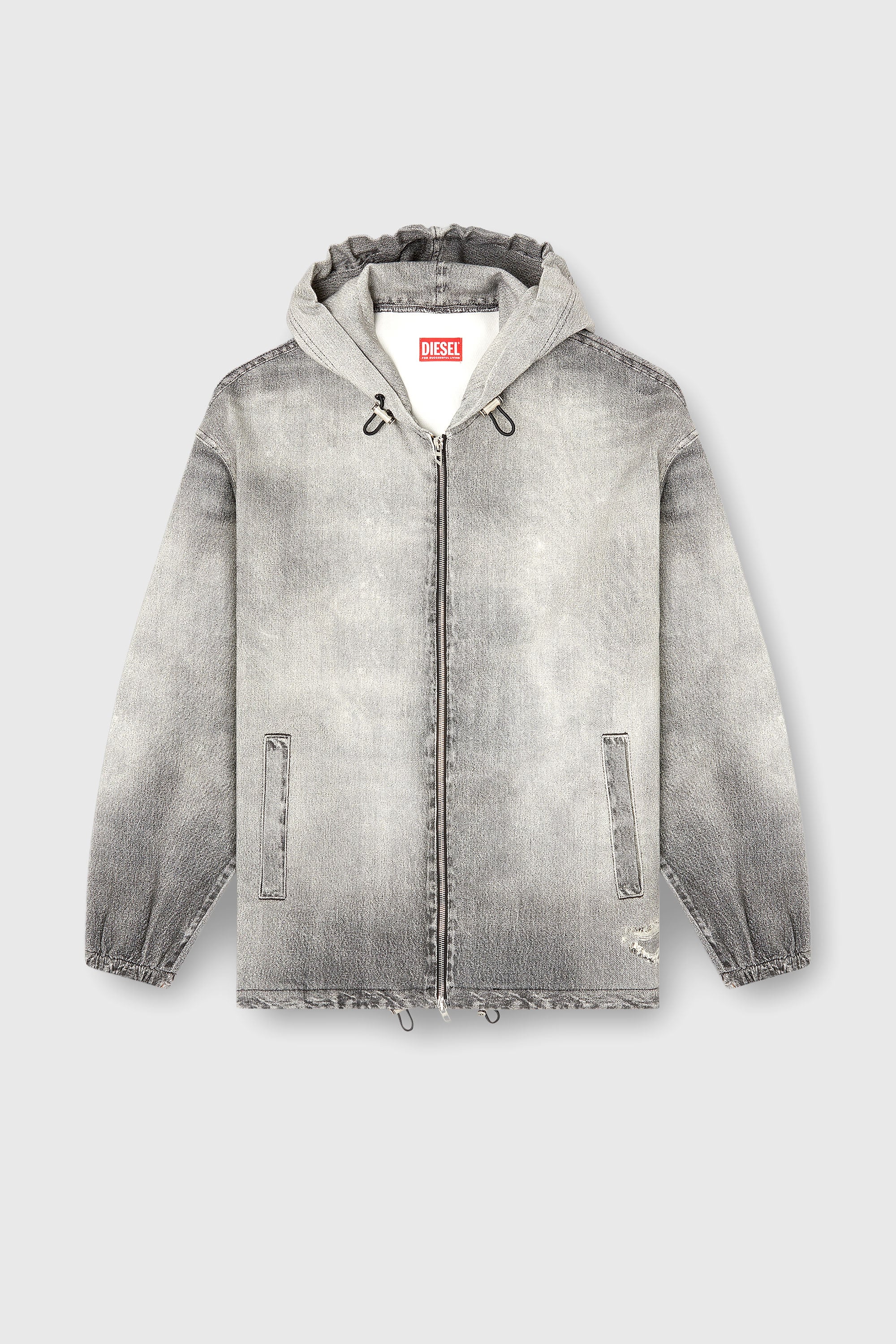 Diesel - D-WYNNY JOGG, Giacca con cappuccio in JoggJeans trompe l'oeil Uomo in Grigio - 2