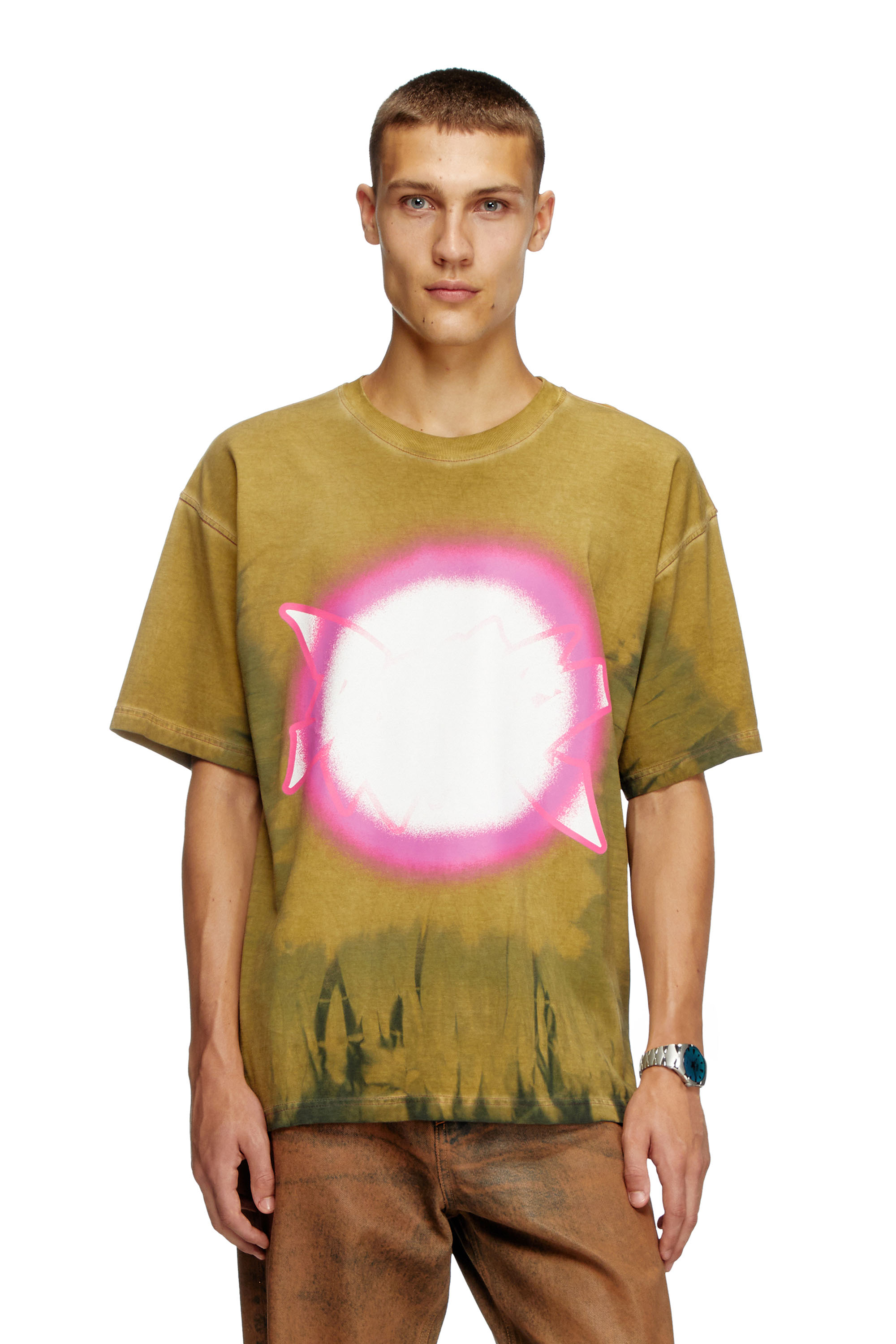 Diesel - T-BOXT-R24, T-shirt tie-dye con stampa spotlight Uomo in Marrone - 1