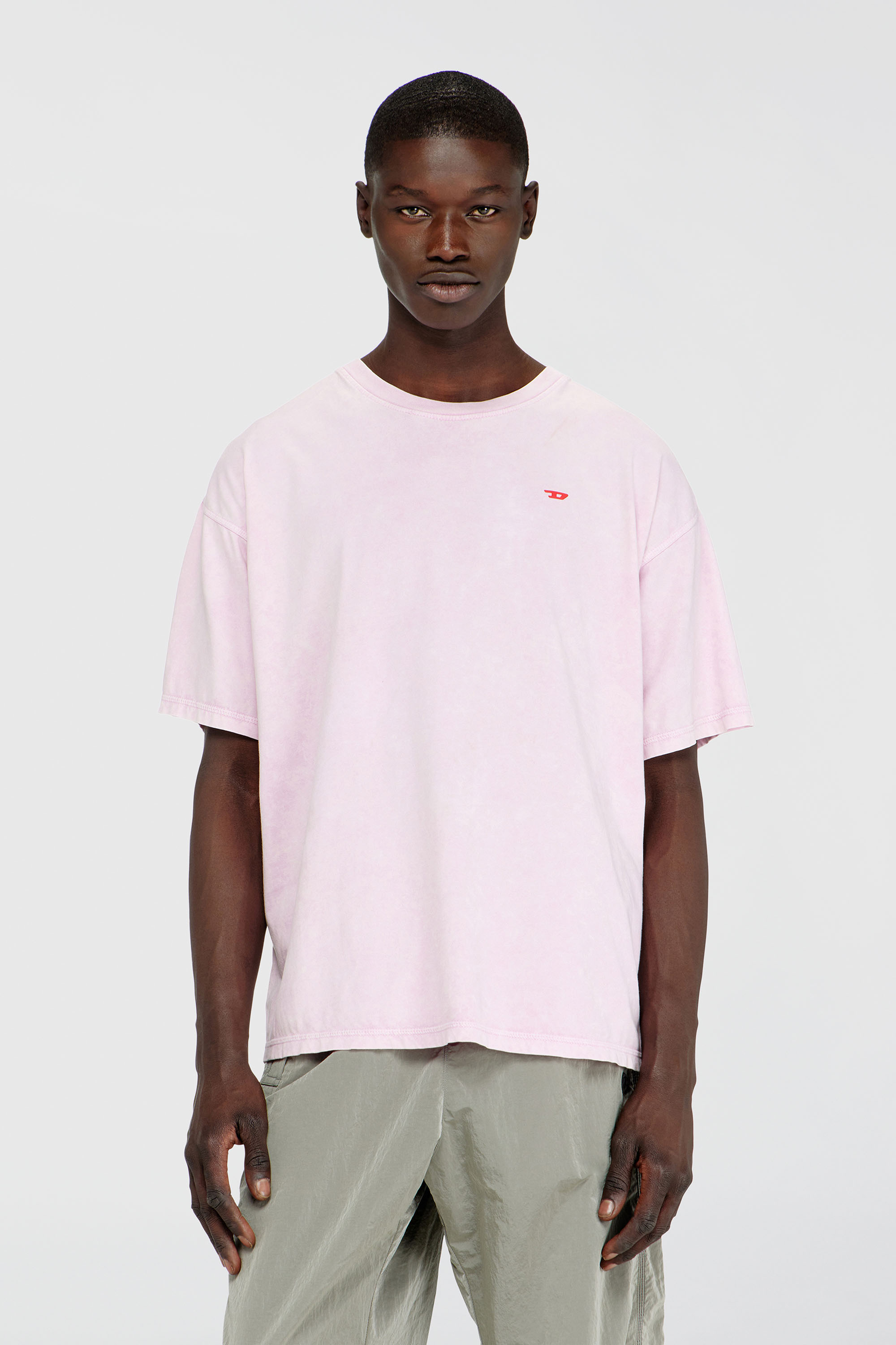Diesel - T-BOXT-AA14, T-shirt in cotone con effetto lavorato Uomo in Rosa - 1