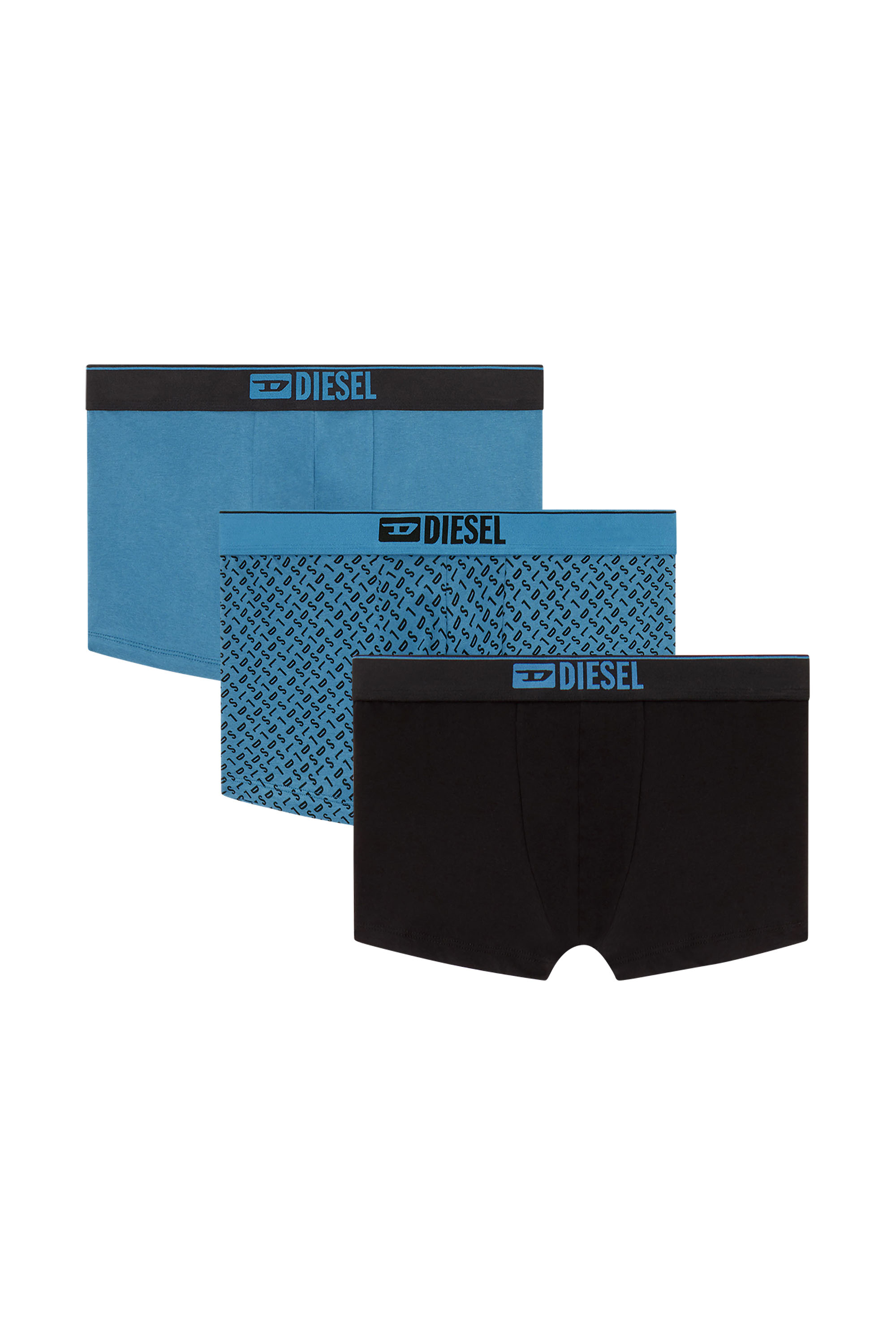Diesel - DAMIEN-D-BOX-3PACK, Set da tre boxer stretch in cotone con monogram Uomo in Blu - 1