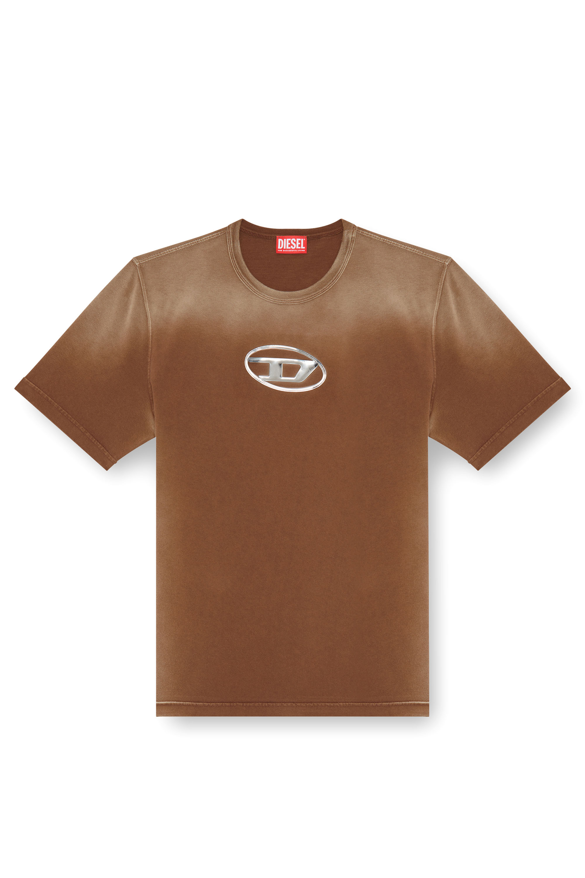 Diesel - T-ADJUST-Q8, Uomo T-shirt sfumata con Oval D cut-out in Marrone - Image 3