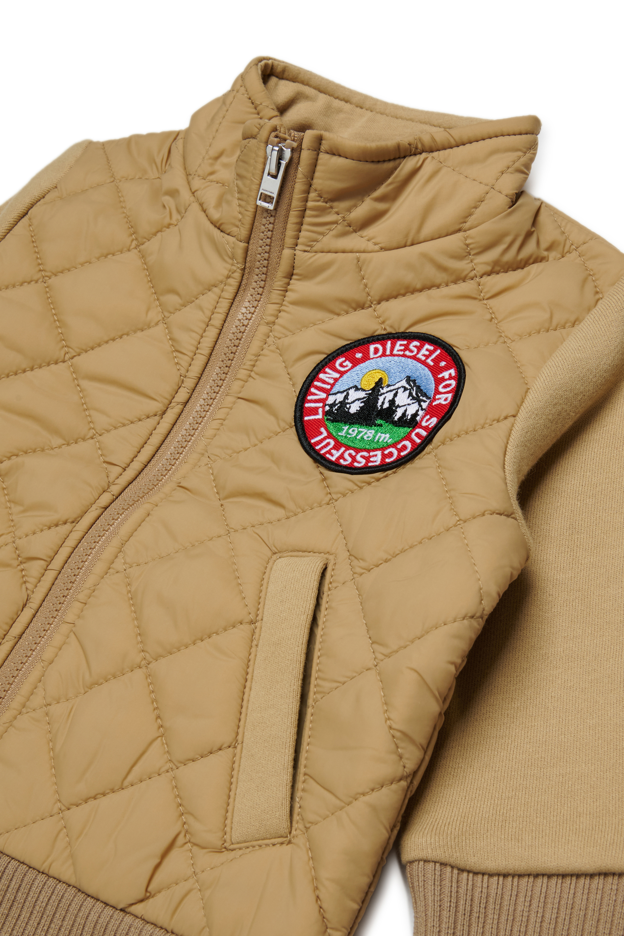 Diesel - SMONTB, Giacca in nylon trapuntato con maniche in cotone Unisex in Marrone - 3