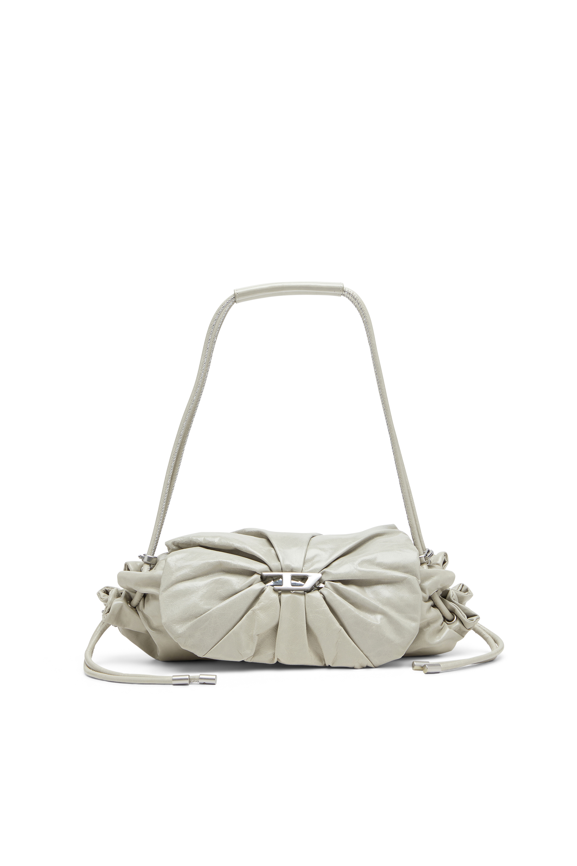Diesel - SCRUNCH-D SHOULDER S, Scrunch-D S-Borsa a spalla in pelle arricciata Donna in Bianco - 1