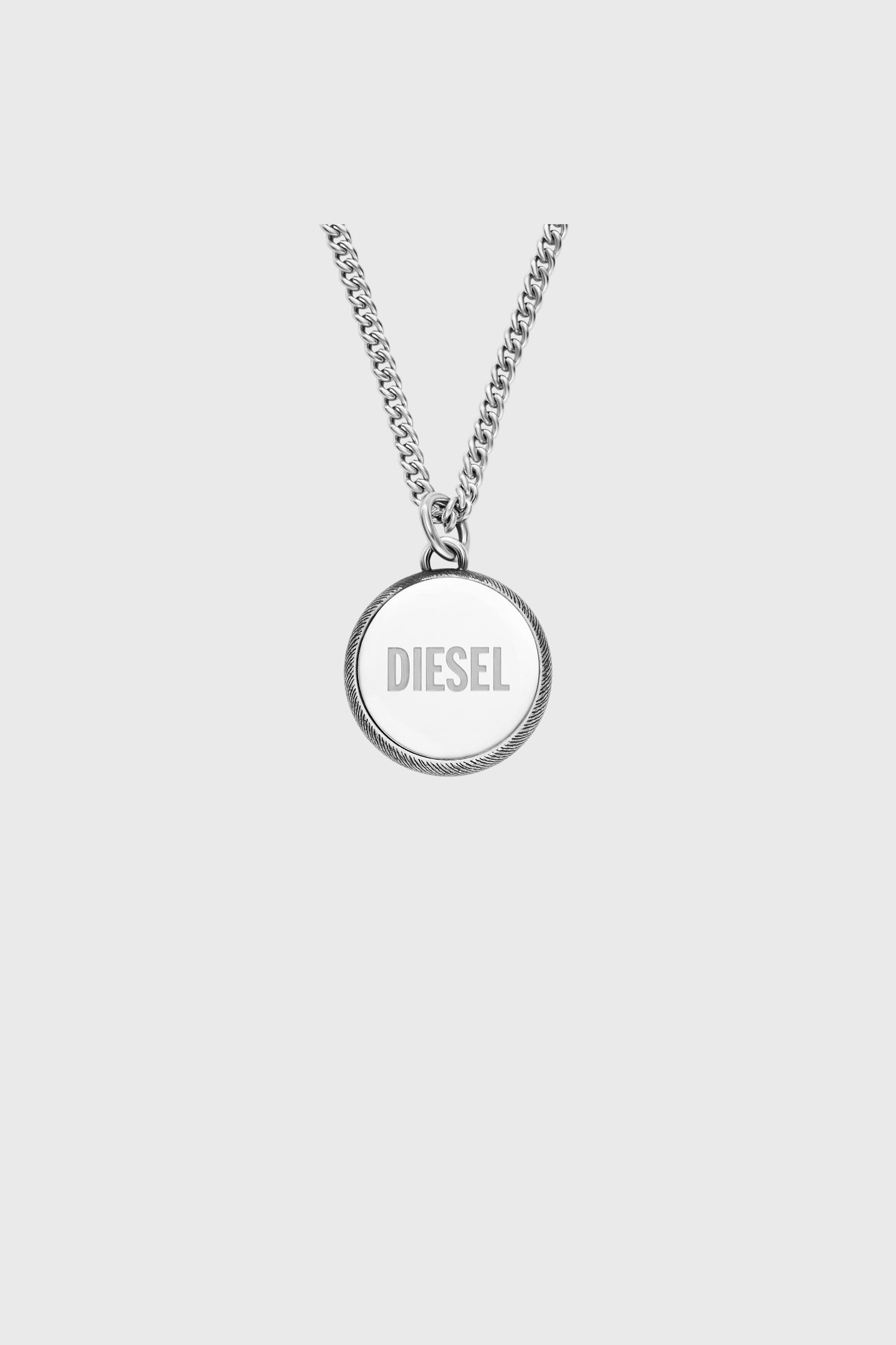 Diesel - DX1738040, Collana in acciaio inox con pendente e texture denim Unisex in Argento - 2